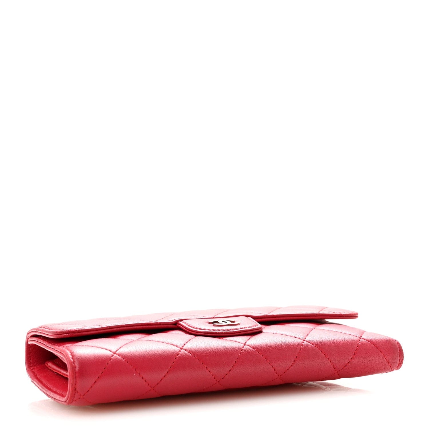 Chanel Lambskin Quilted Large Flap Wallet Dark Pink