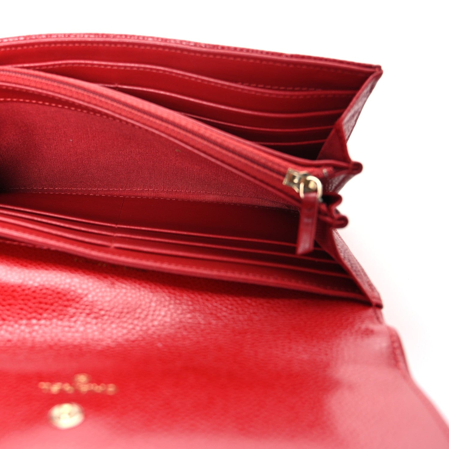 Chanel Caviar Quilted Large Boy Gusset Flap Wallet Red