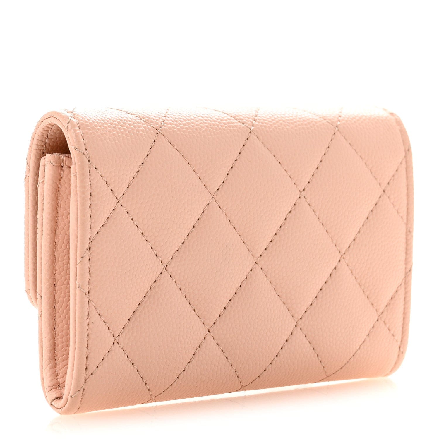 Chanel Caviar Quilted Crystal CC Flap Card Holder Pink