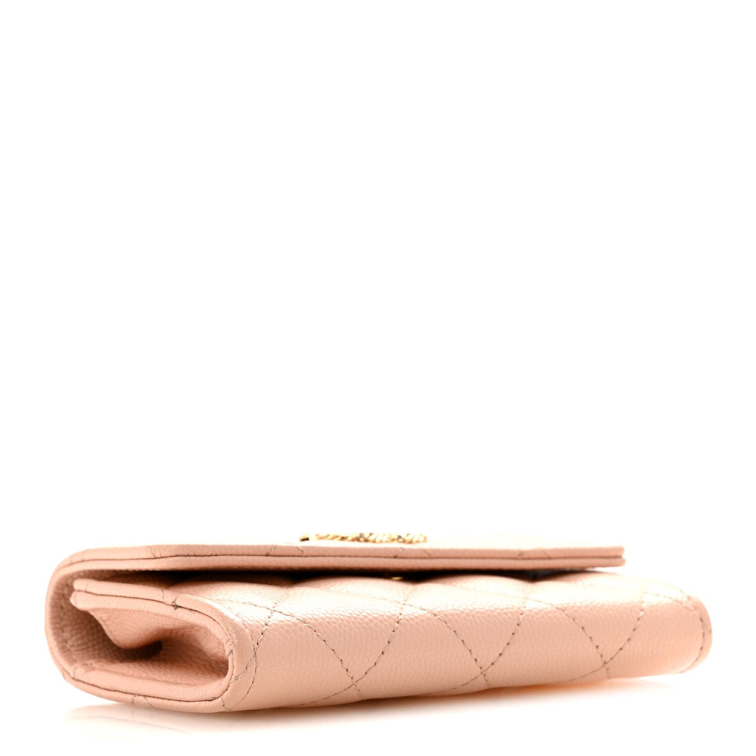 Chanel Caviar Quilted Crystal CC Flap Card Holder Pink