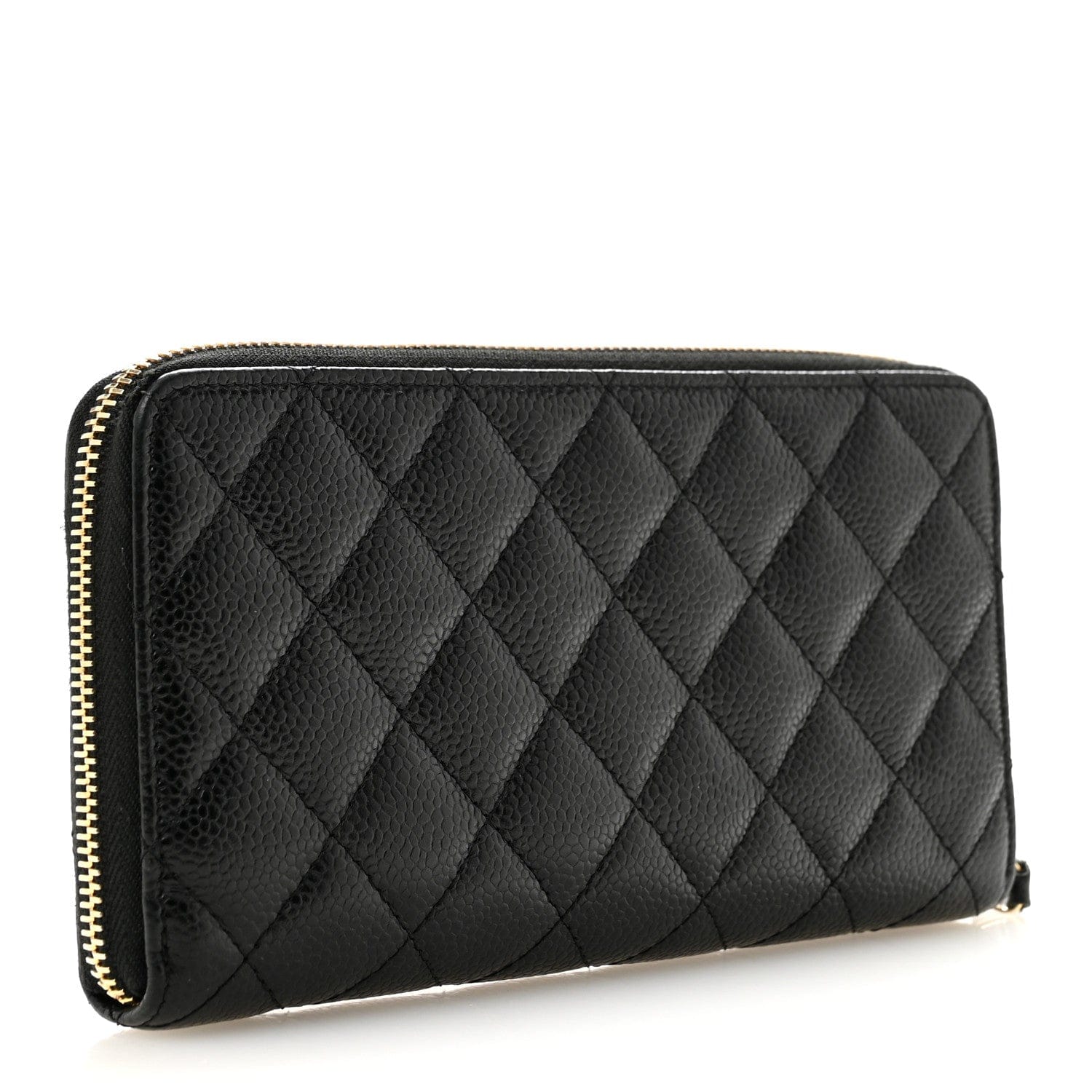 Chanel Caviar Quilted Large Gusset Zip Around Wallet Black
