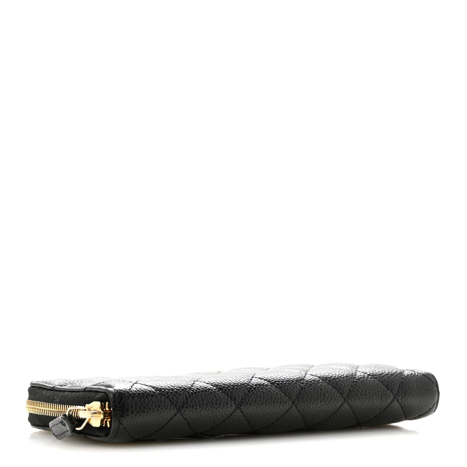 Chanel Caviar Quilted Large Gusset Zip Around Wallet Black
