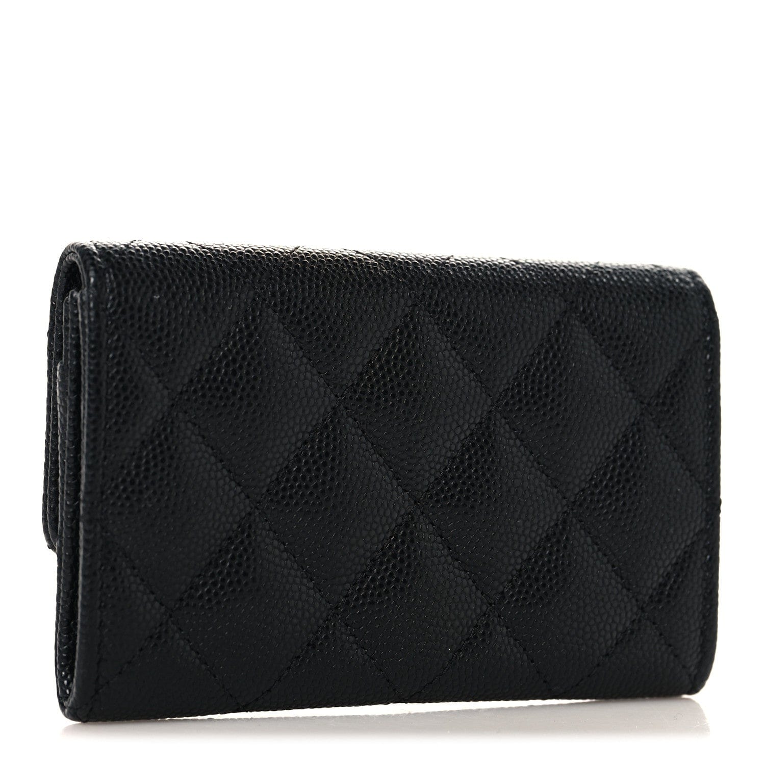 Chanel Caviar Quilted Striated CC Flap Card Holder Black