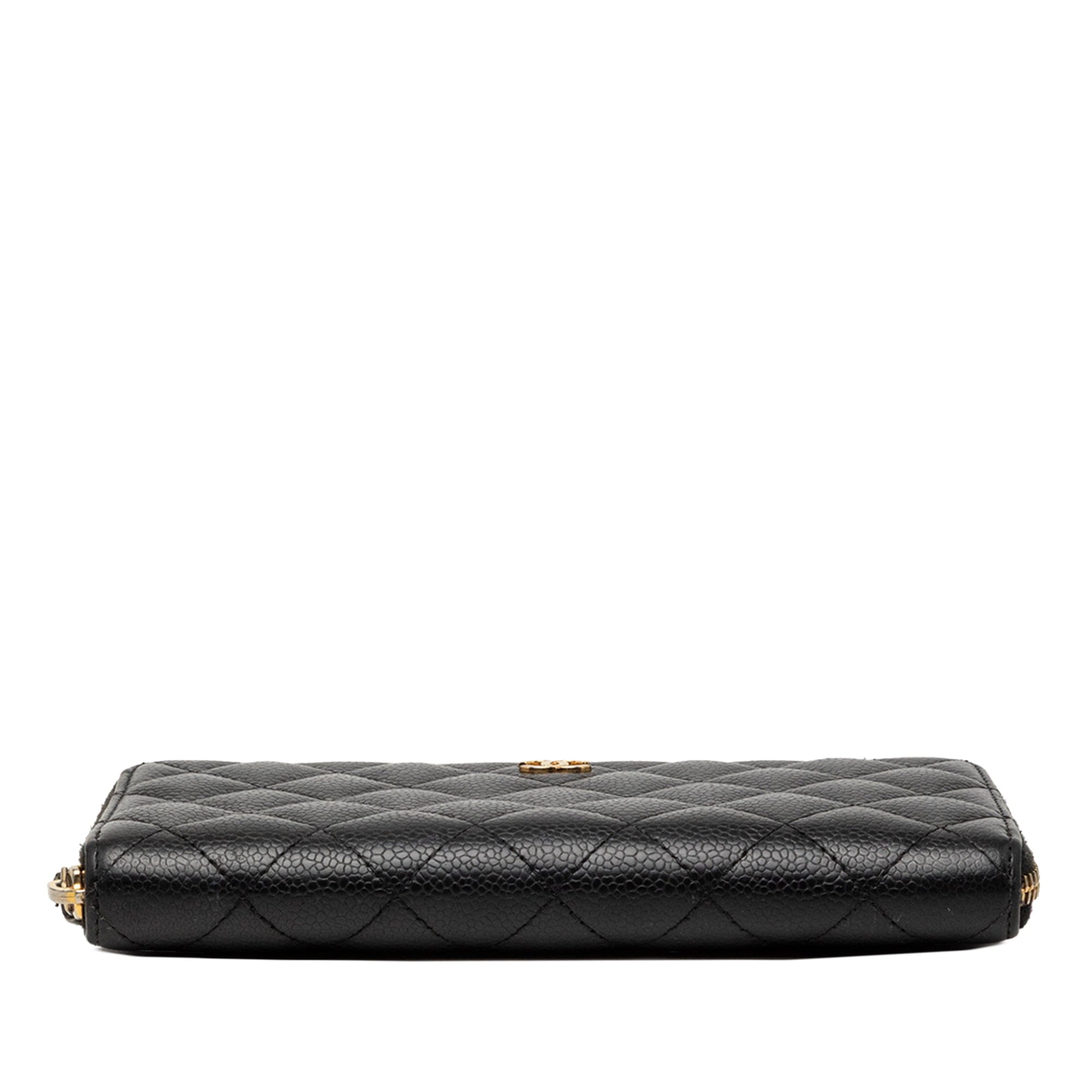 Chanel CC Quilted Caviar Zip Around Long Wallet