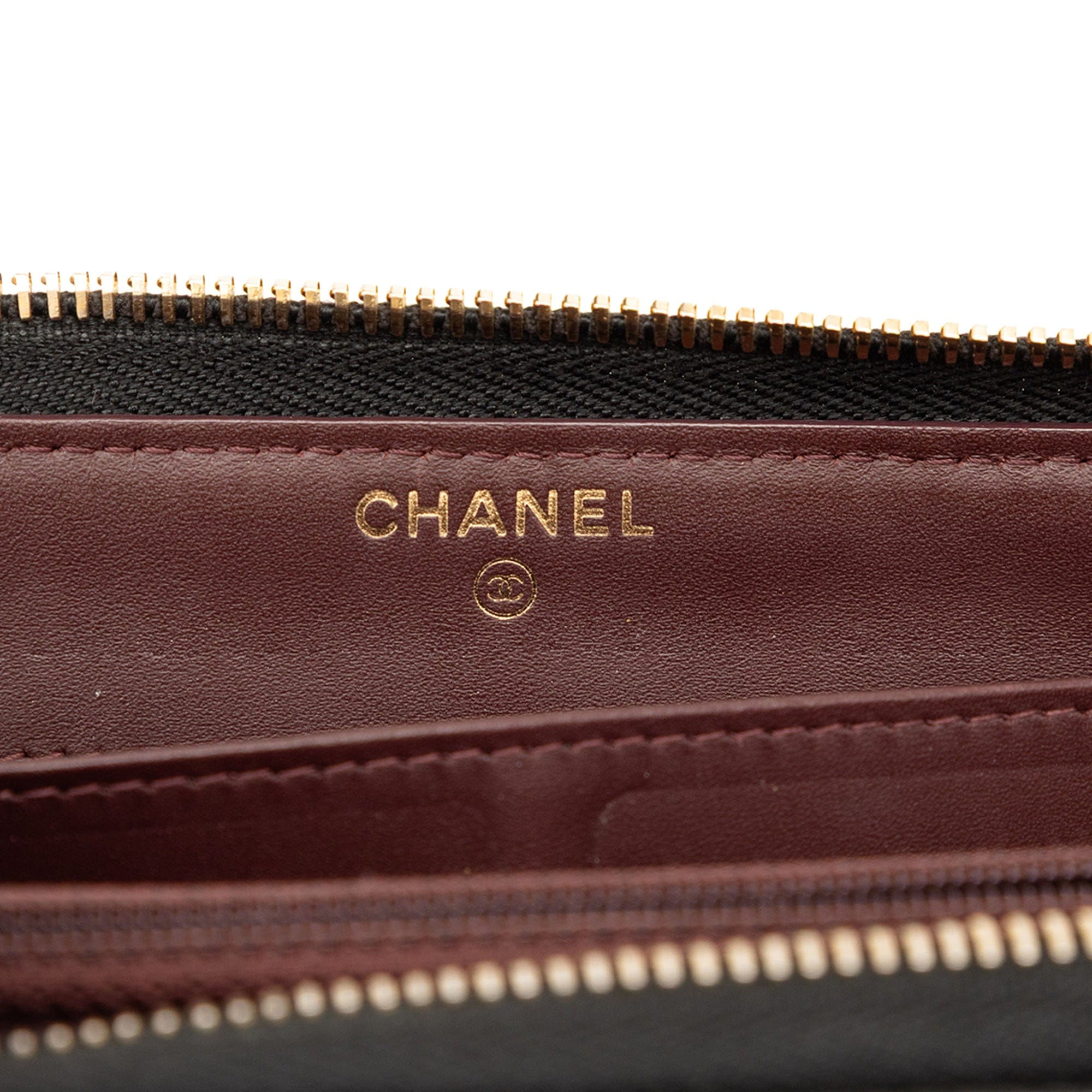 Chanel CC Quilted Caviar Zip Around Long Wallet