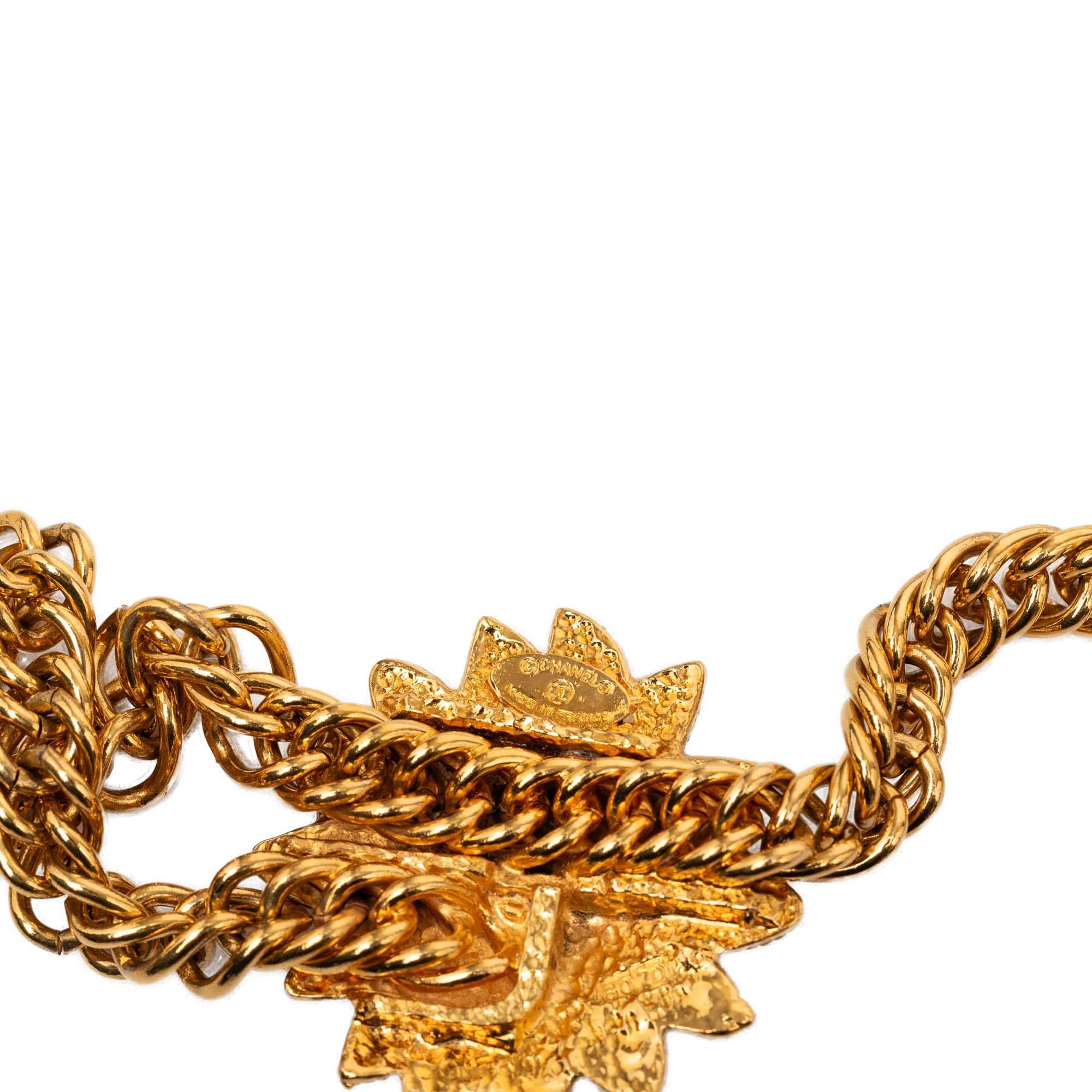 Chanel CC Gold Plated Double Lion Sunburst Chain Link Belt