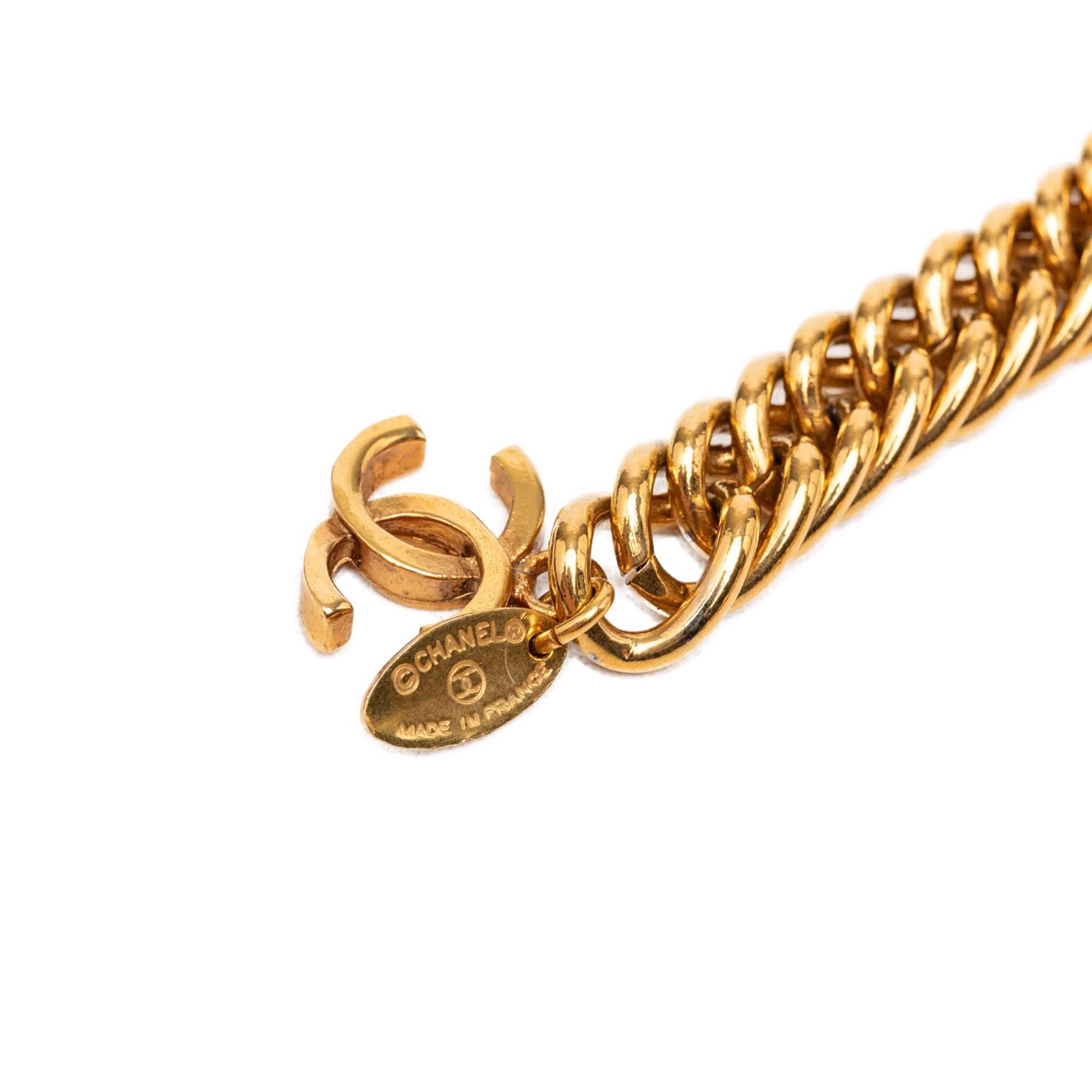 Chanel CC Gold Plated Double Lion Sunburst Chain Link Belt