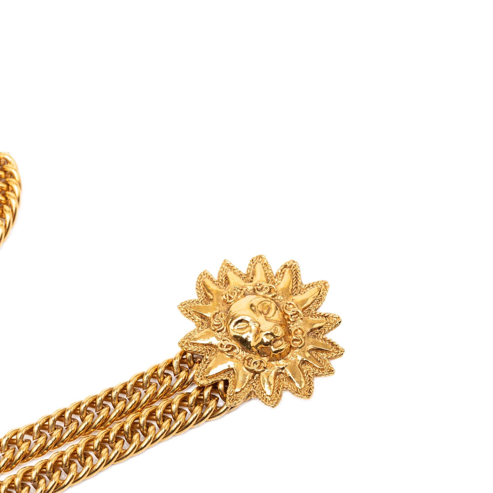 Chanel CC Gold Plated Double Lion Sunburst Chain Link Belt