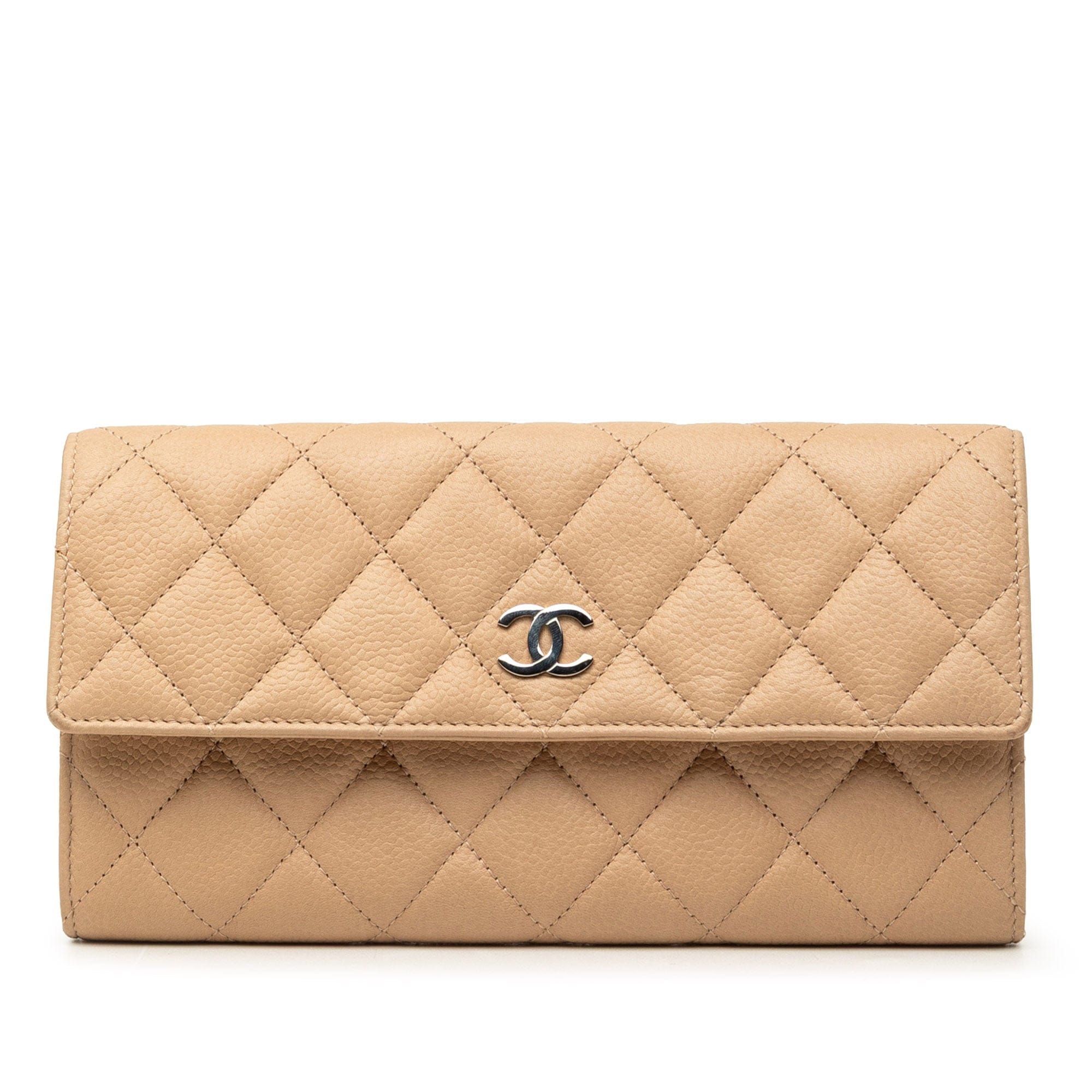 Chanel CC Quilted Caviar Gusset Flap Long Wallet