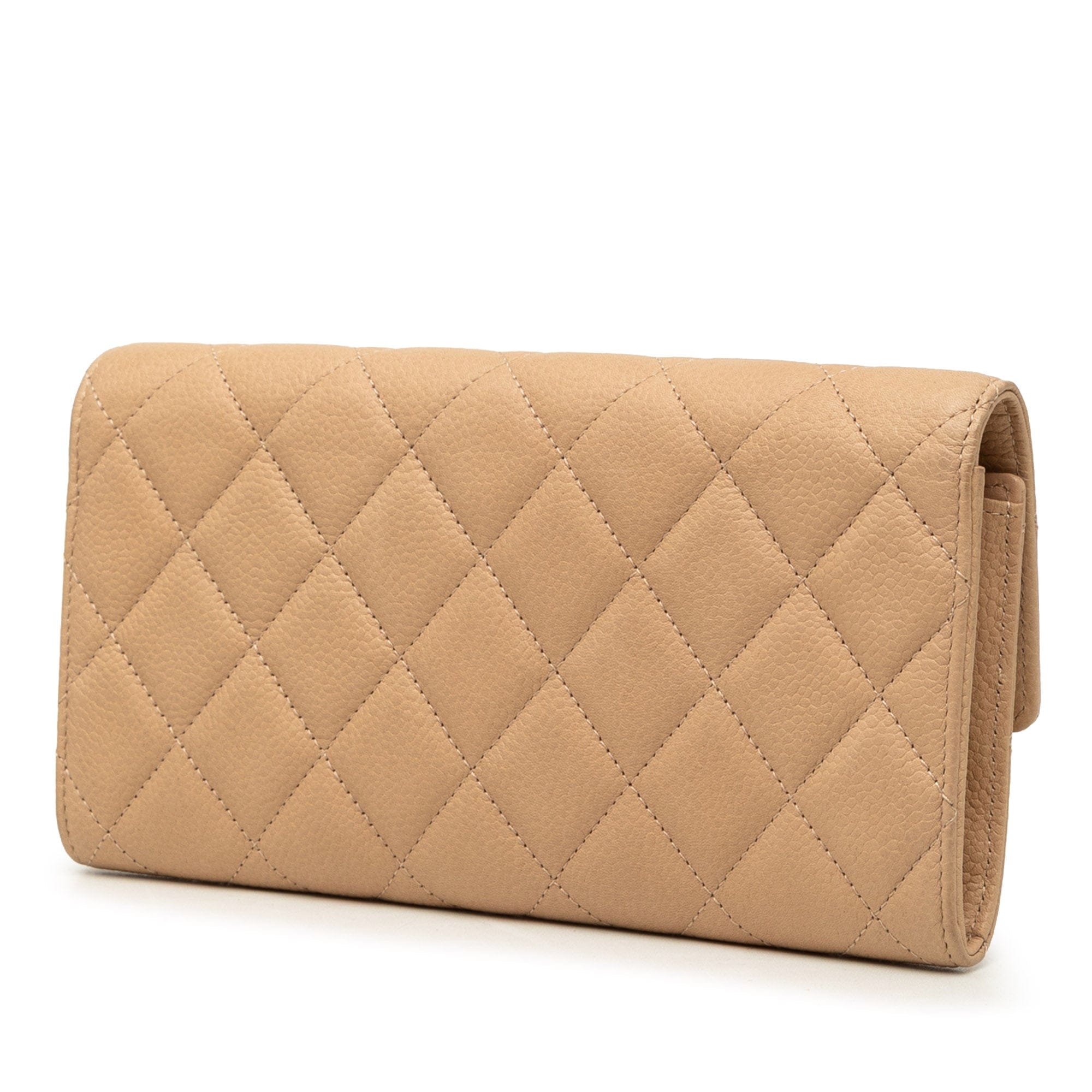 Chanel CC Quilted Caviar Gusset Flap Long Wallet