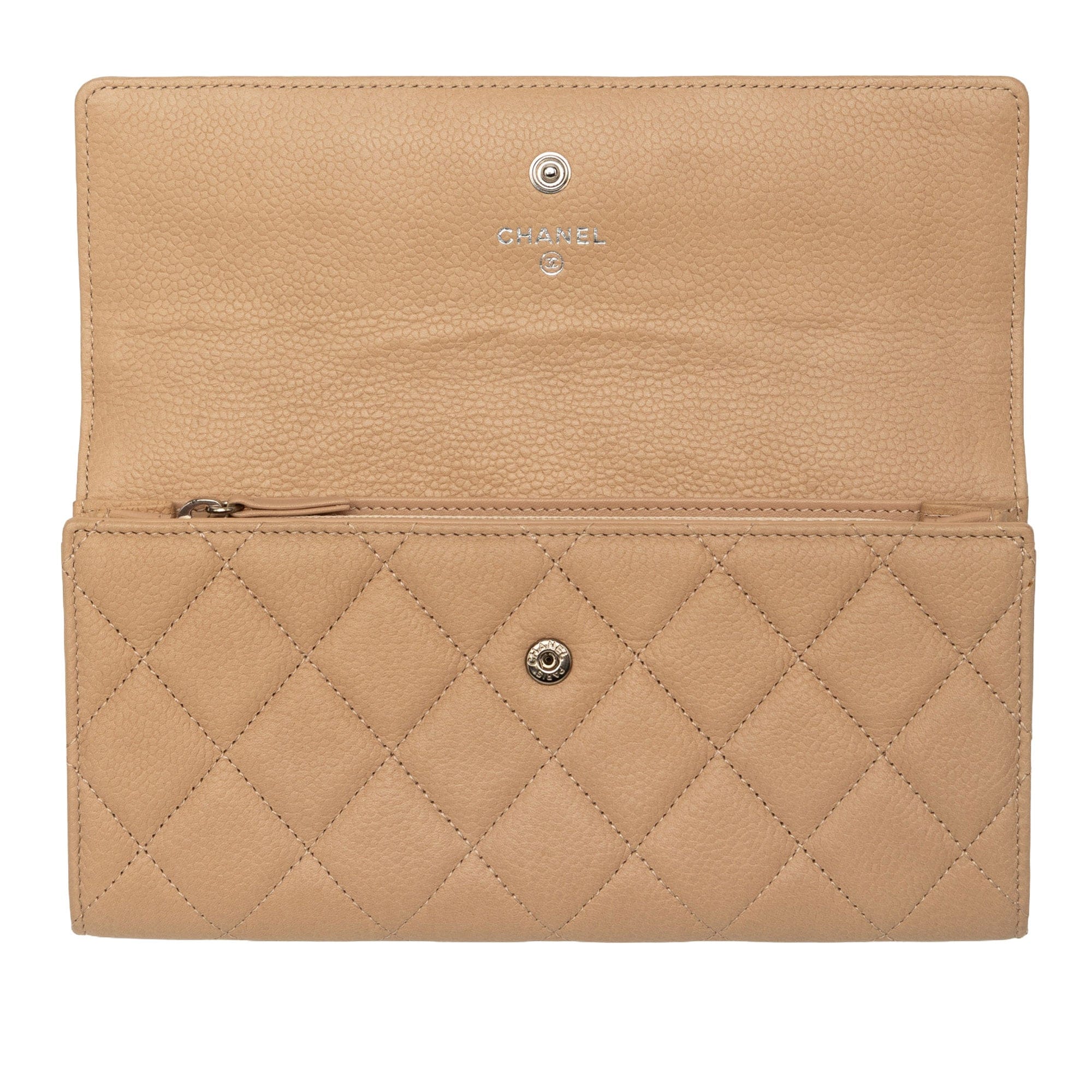 Chanel CC Quilted Caviar Gusset Flap Long Wallet
