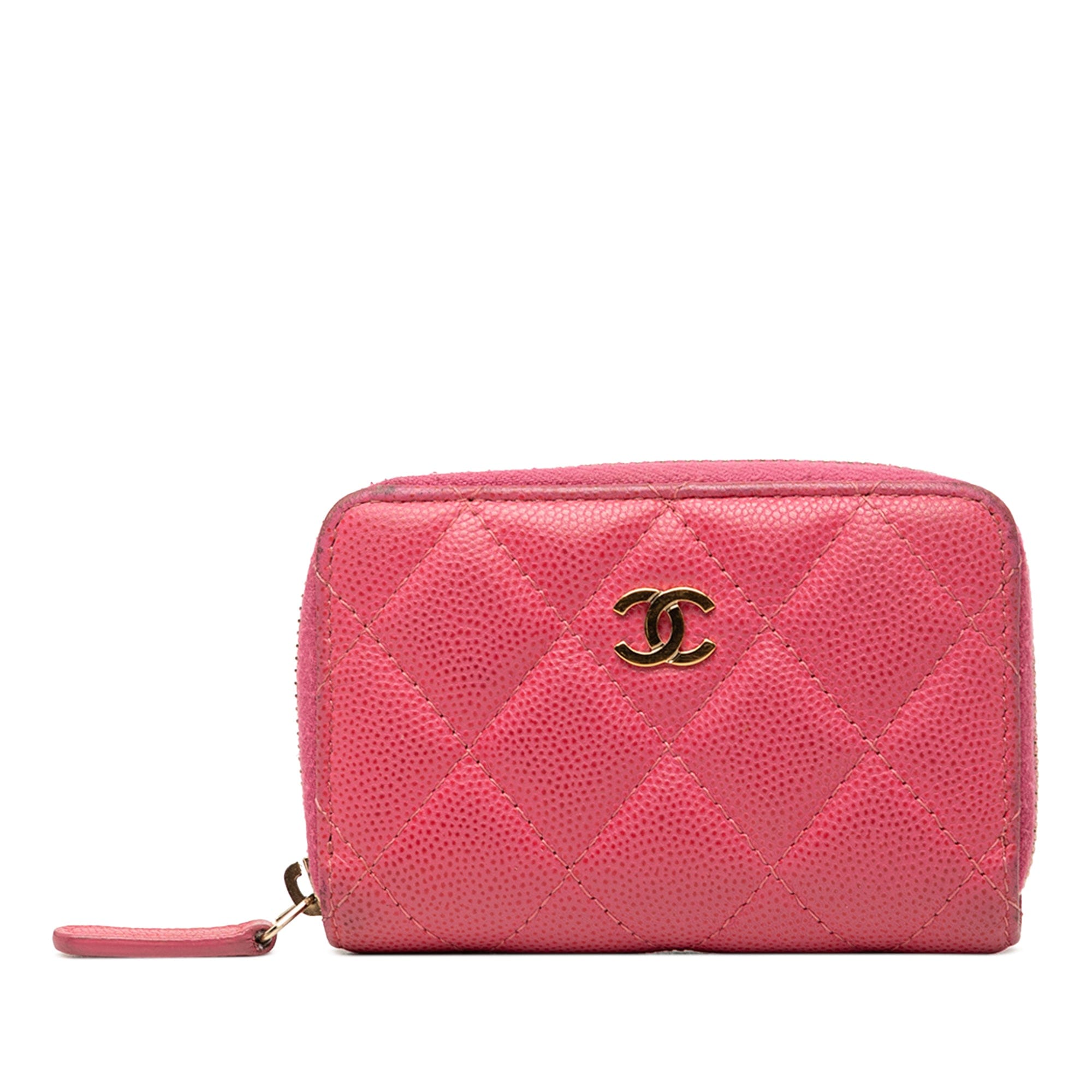 Chanel CC Quilted Caviar Zip Coin Purse