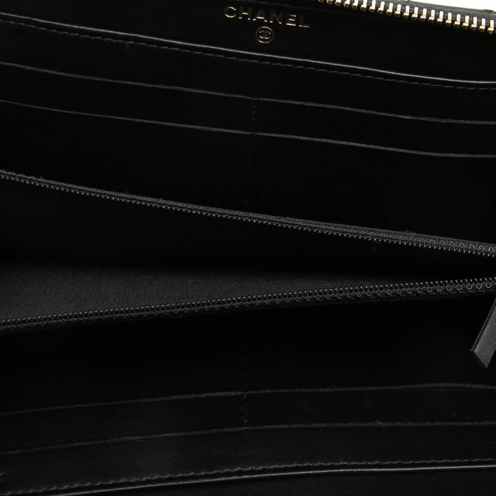 Chanel Bicolor Quilted Lambskin Faux Pearl Ribbon Long Wallet