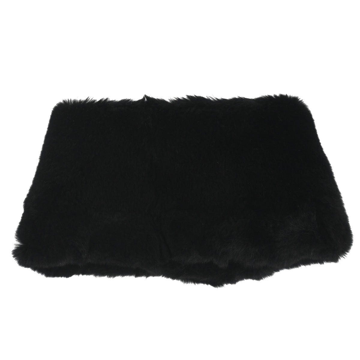 Chanel Lapin Fur Shawl Muffler Stole Black Artificial Pearl Small Good