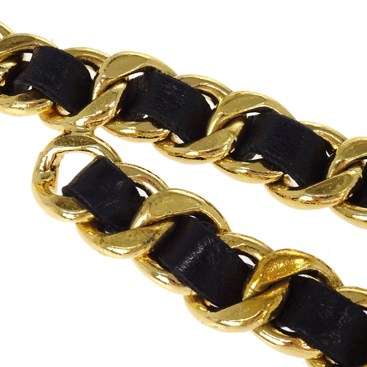 Chanel Chain Belt Medallion Gold Black 26 Small Good