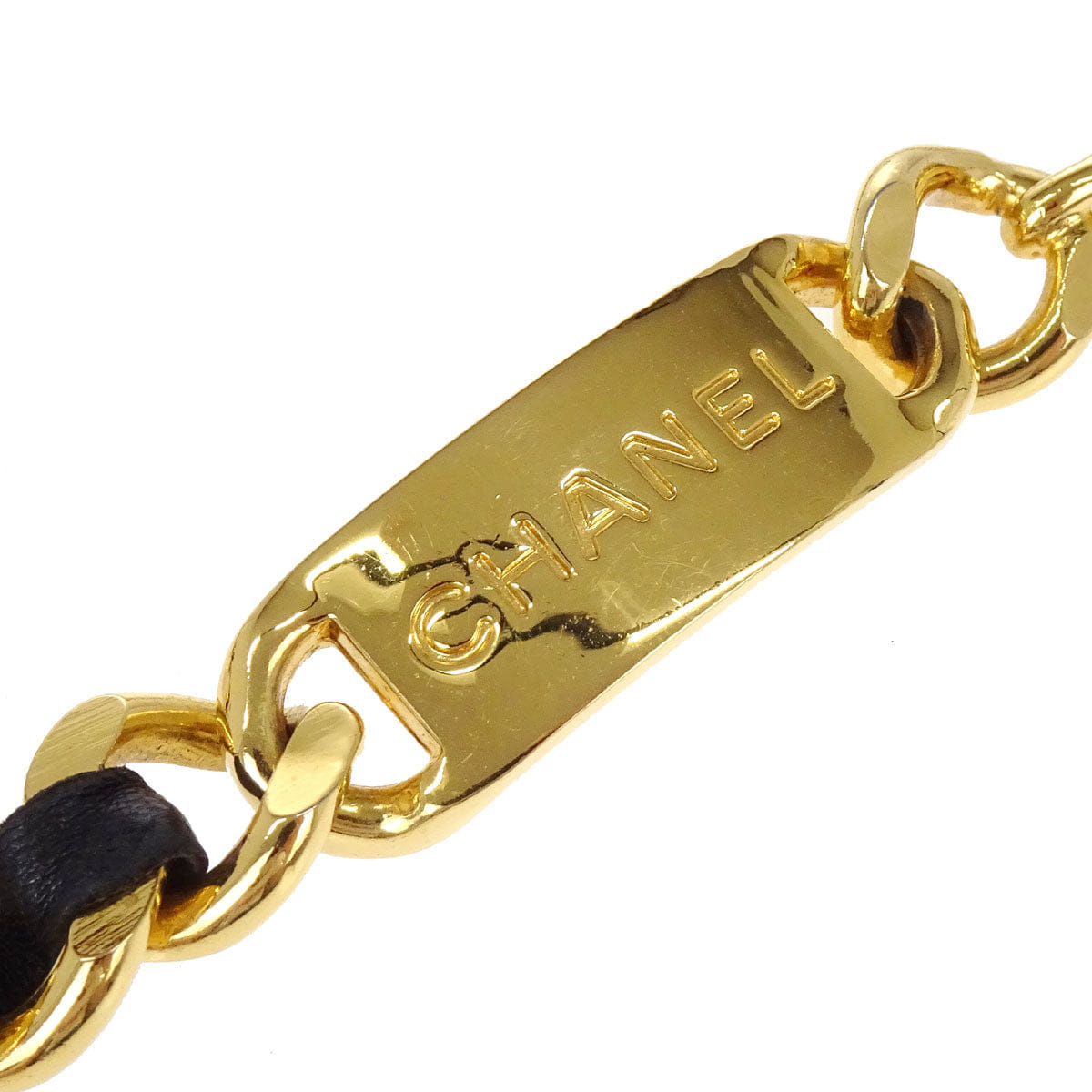 Chanel Chain Belt Medallion Gold Black 94A Small Good