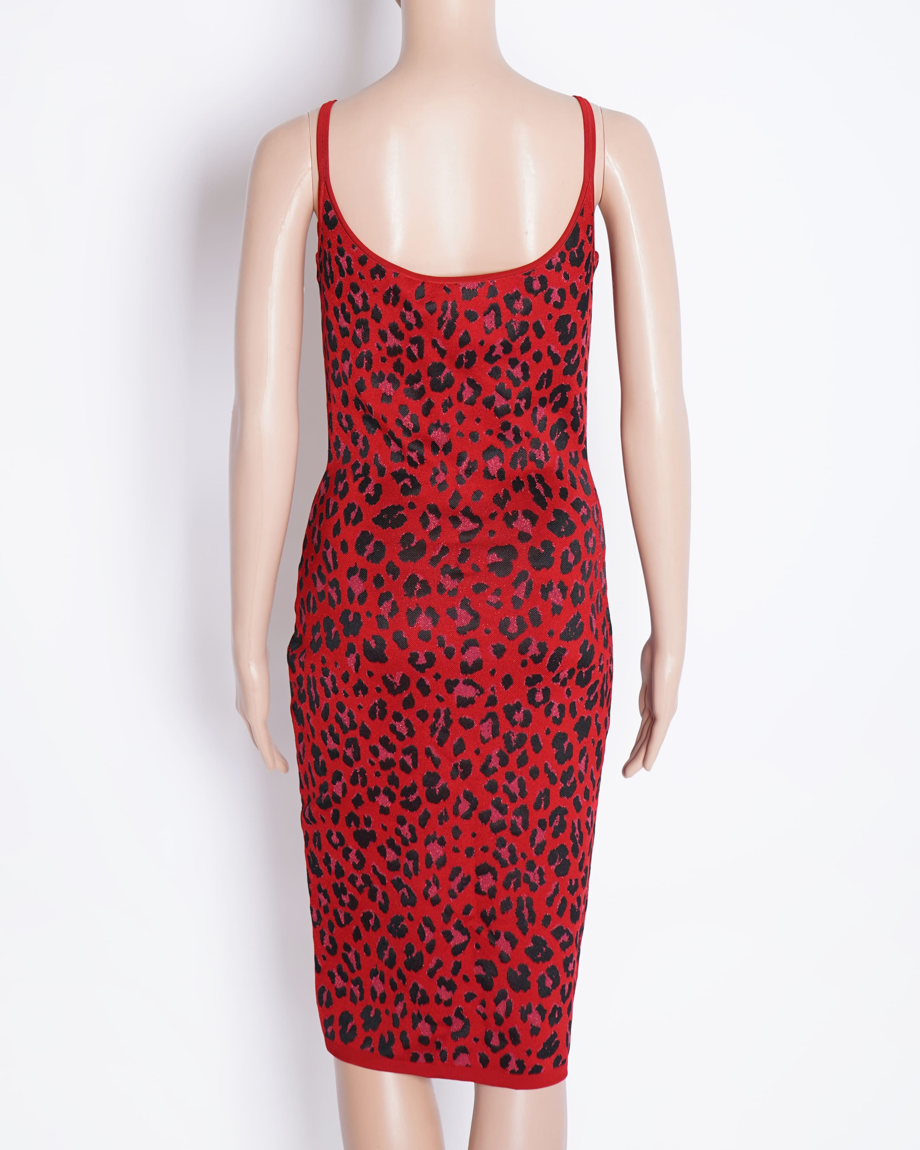 Versace New Versace leopard lurex fitted knitted bodycon dress