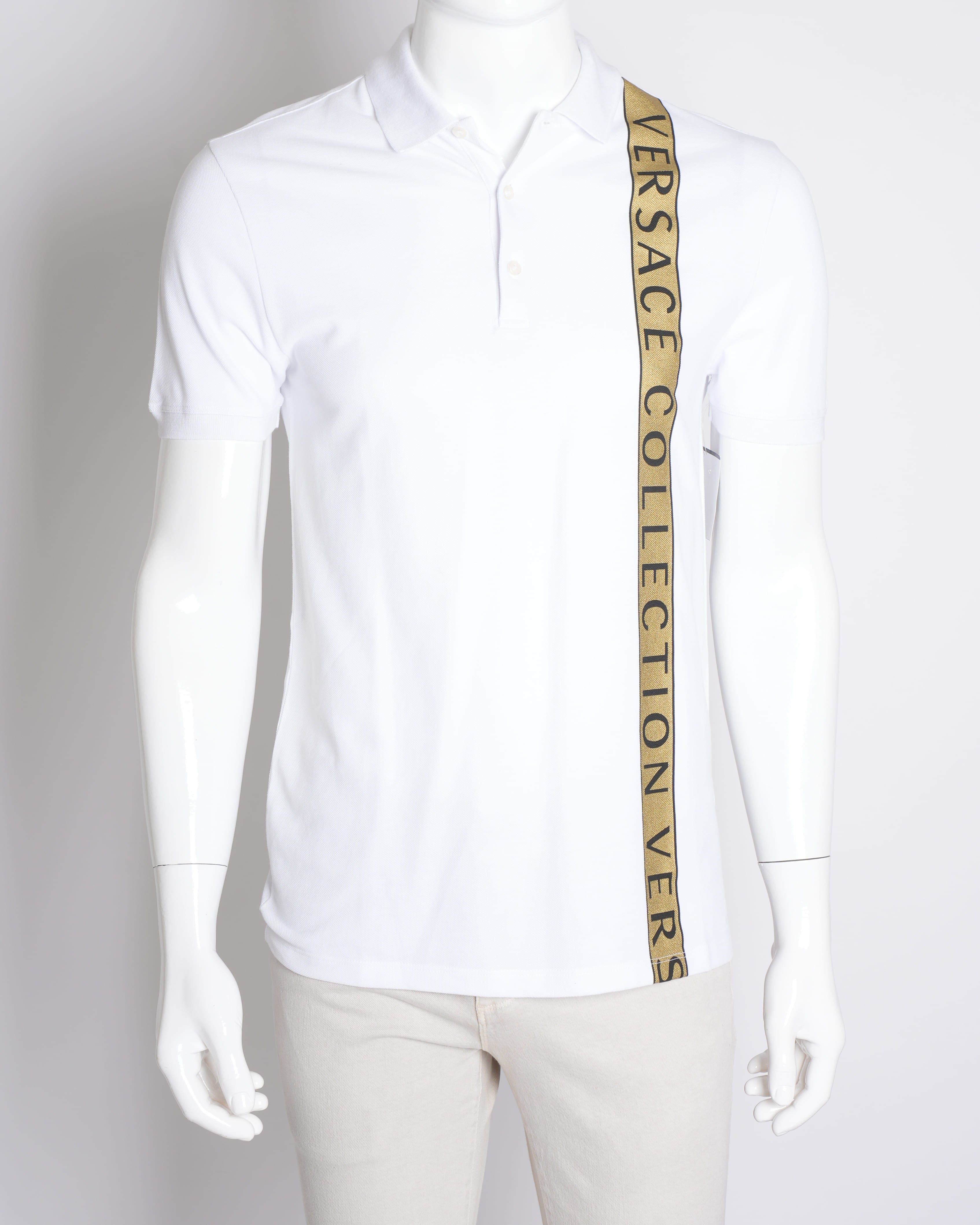Versace New Versace Collective Men's White Short Sleeve Polo Shirt