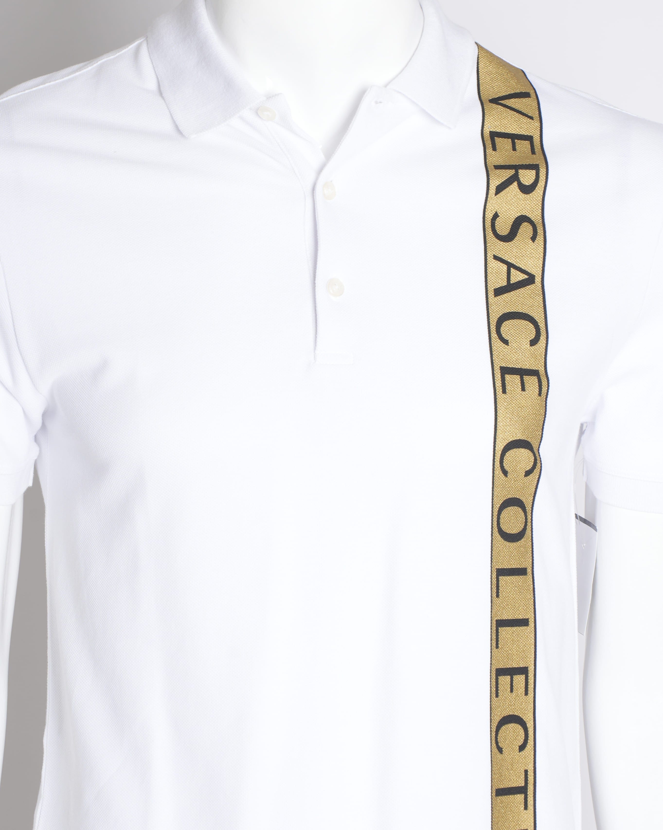 Versace New Versace Collective Men's White Short Sleeve Polo Shirt
