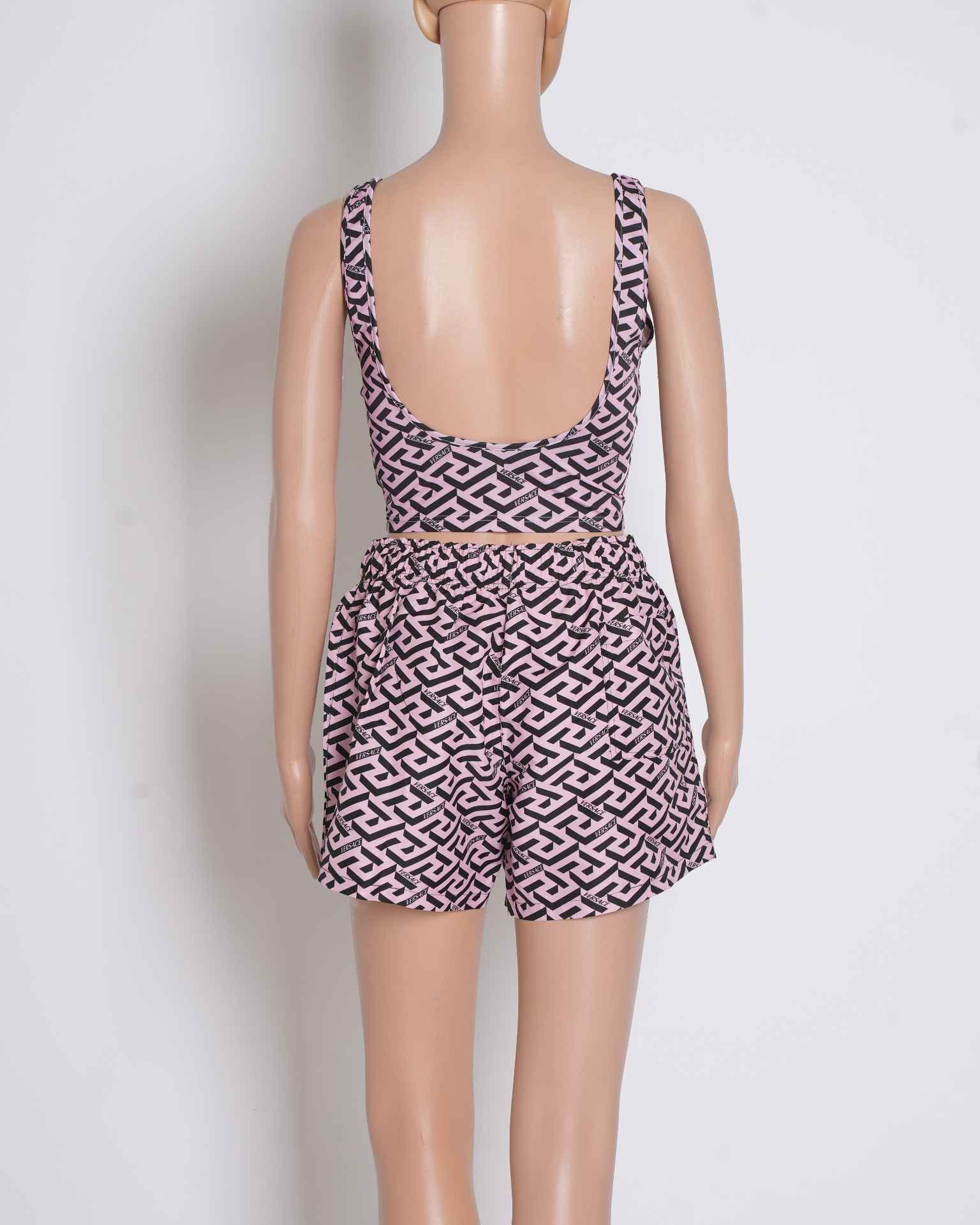 Versace Greca Print High Vut Rep Shorts