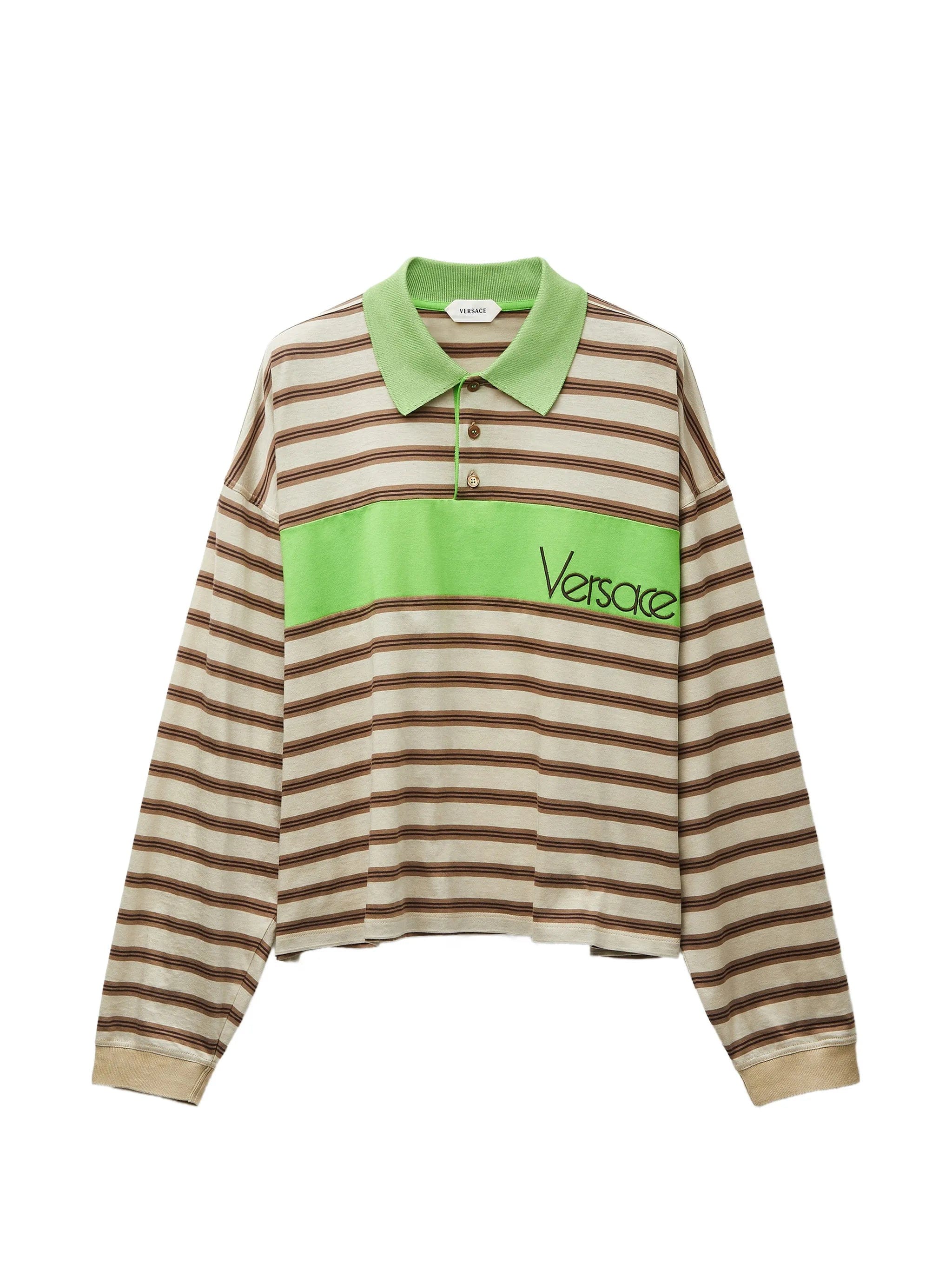 Versace embroidered - logo striped - intarsia cotton polo shirt