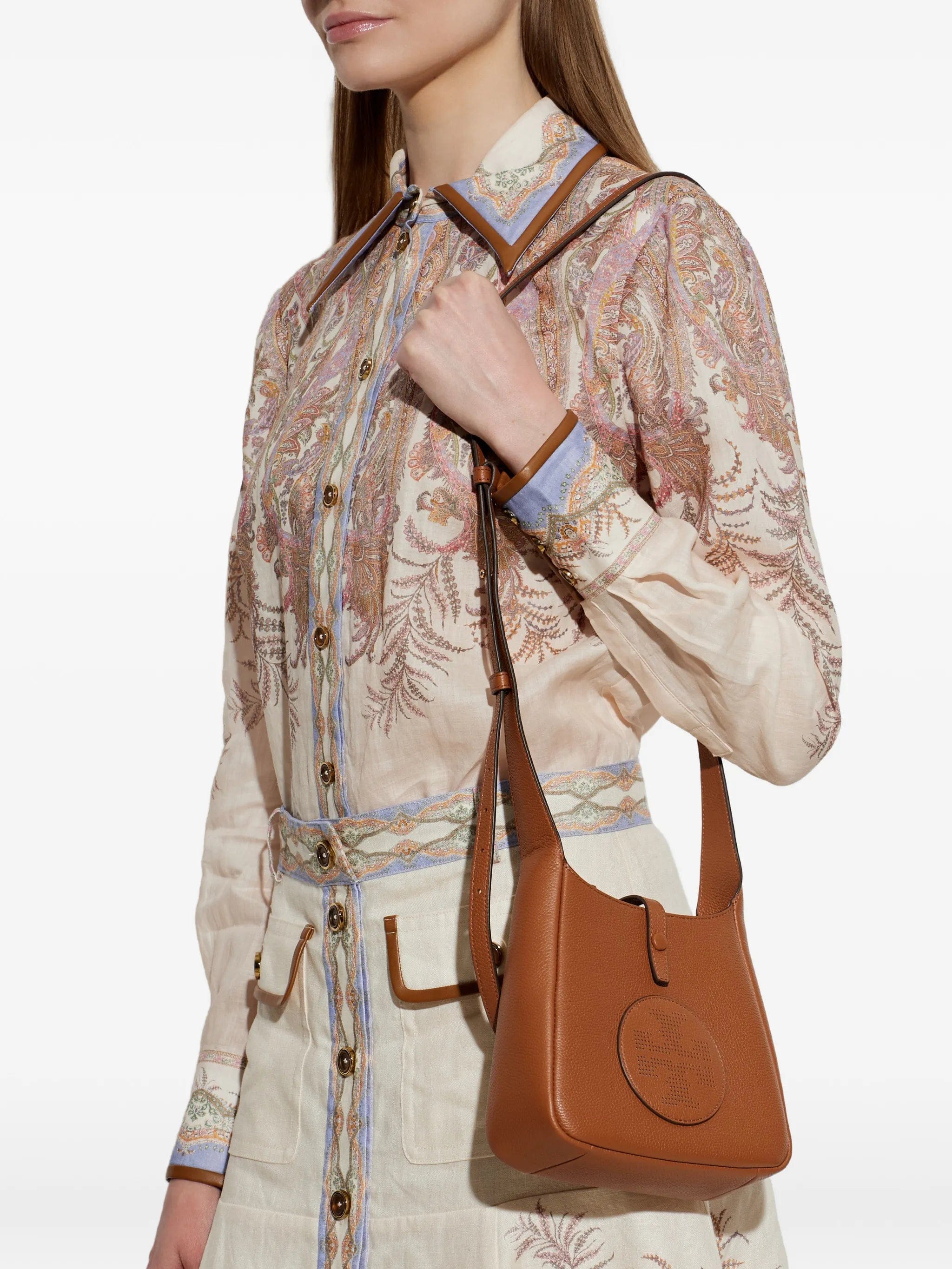 Tory Burch perforated - logo leather cross body bag