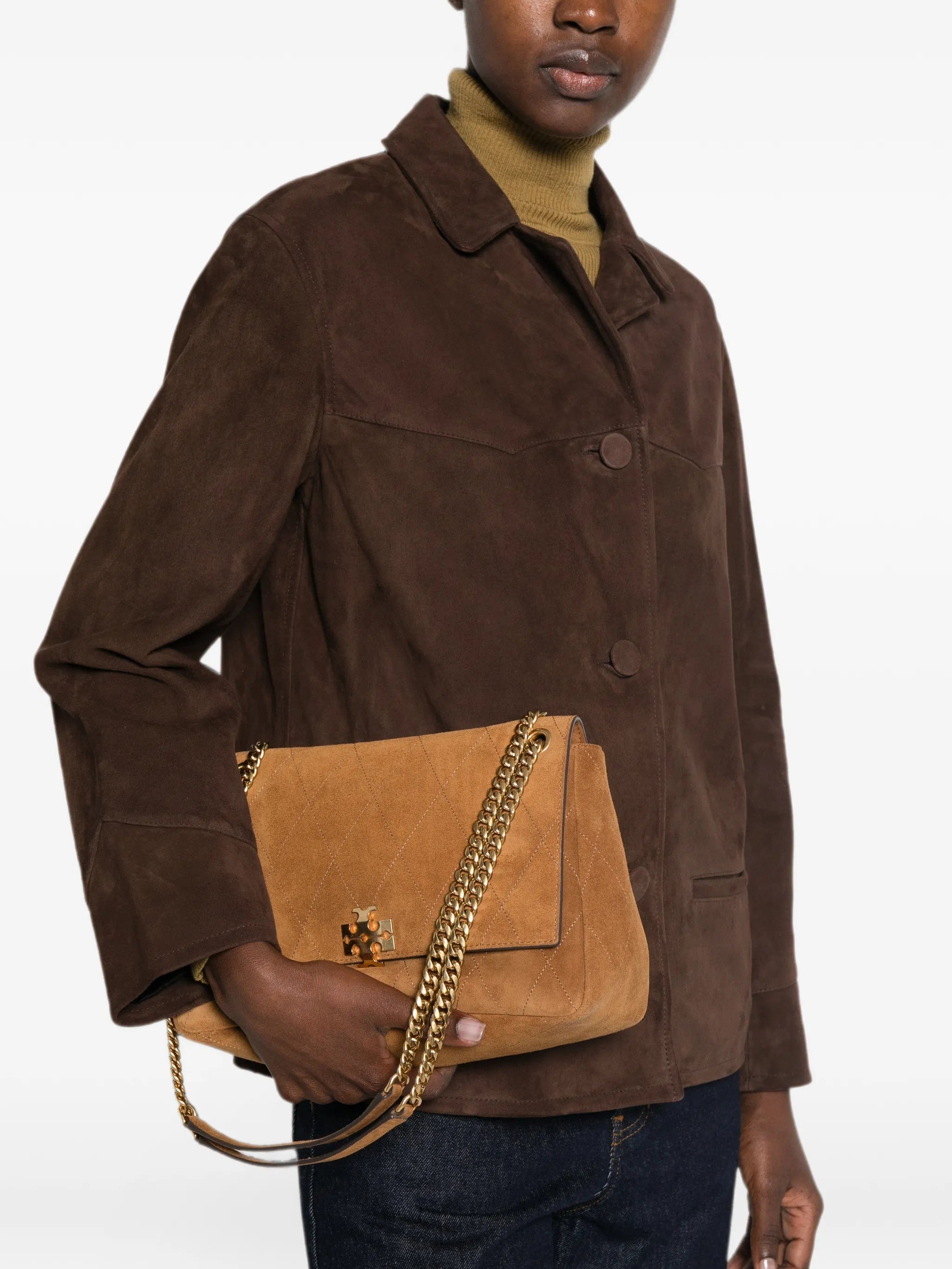 Tory Burch Charlie quilted suede shoulder bag