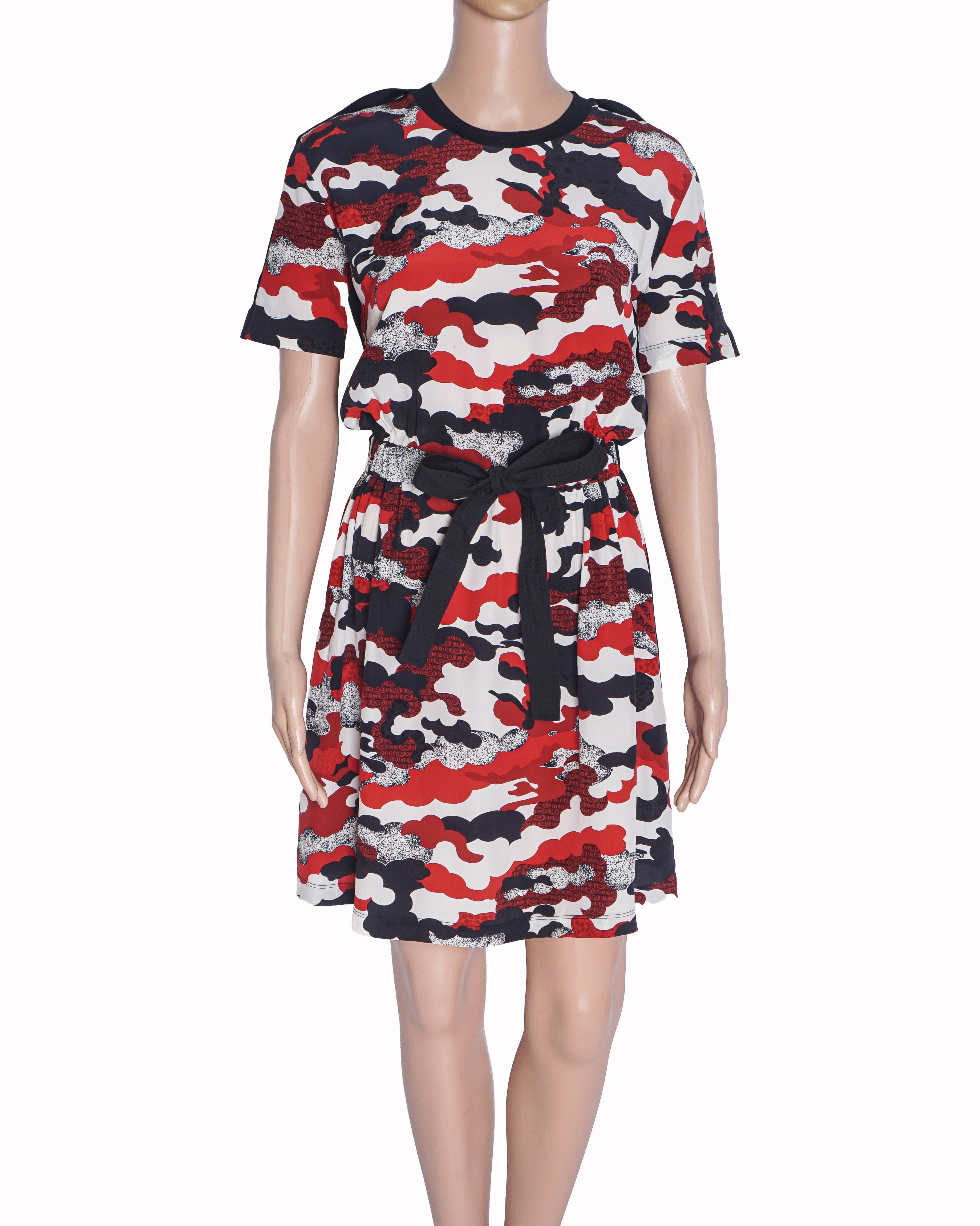 Louis Vuitton Black/Red Printed Tie Front Dress