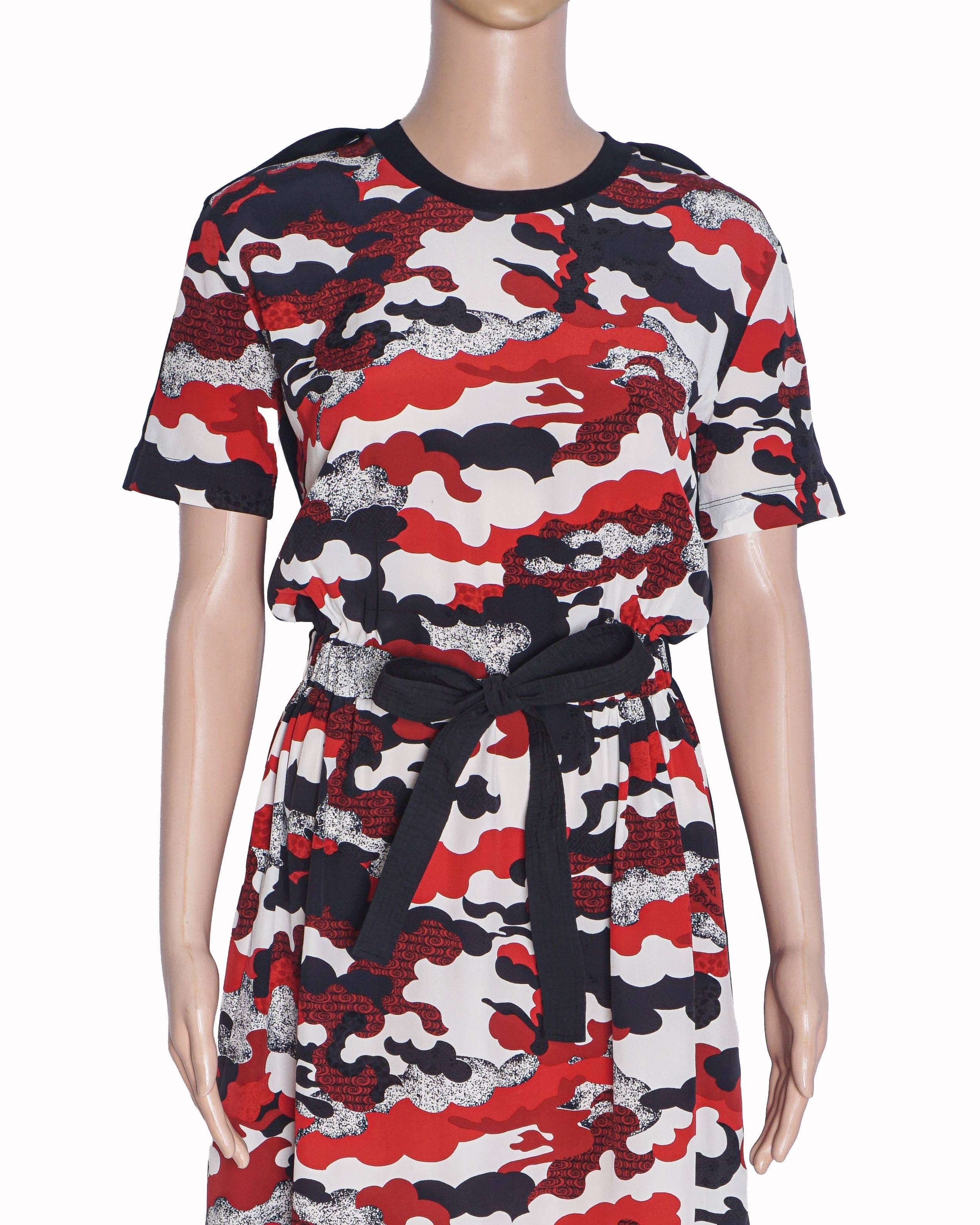 Louis Vuitton Black/Red Printed Tie Front Dress