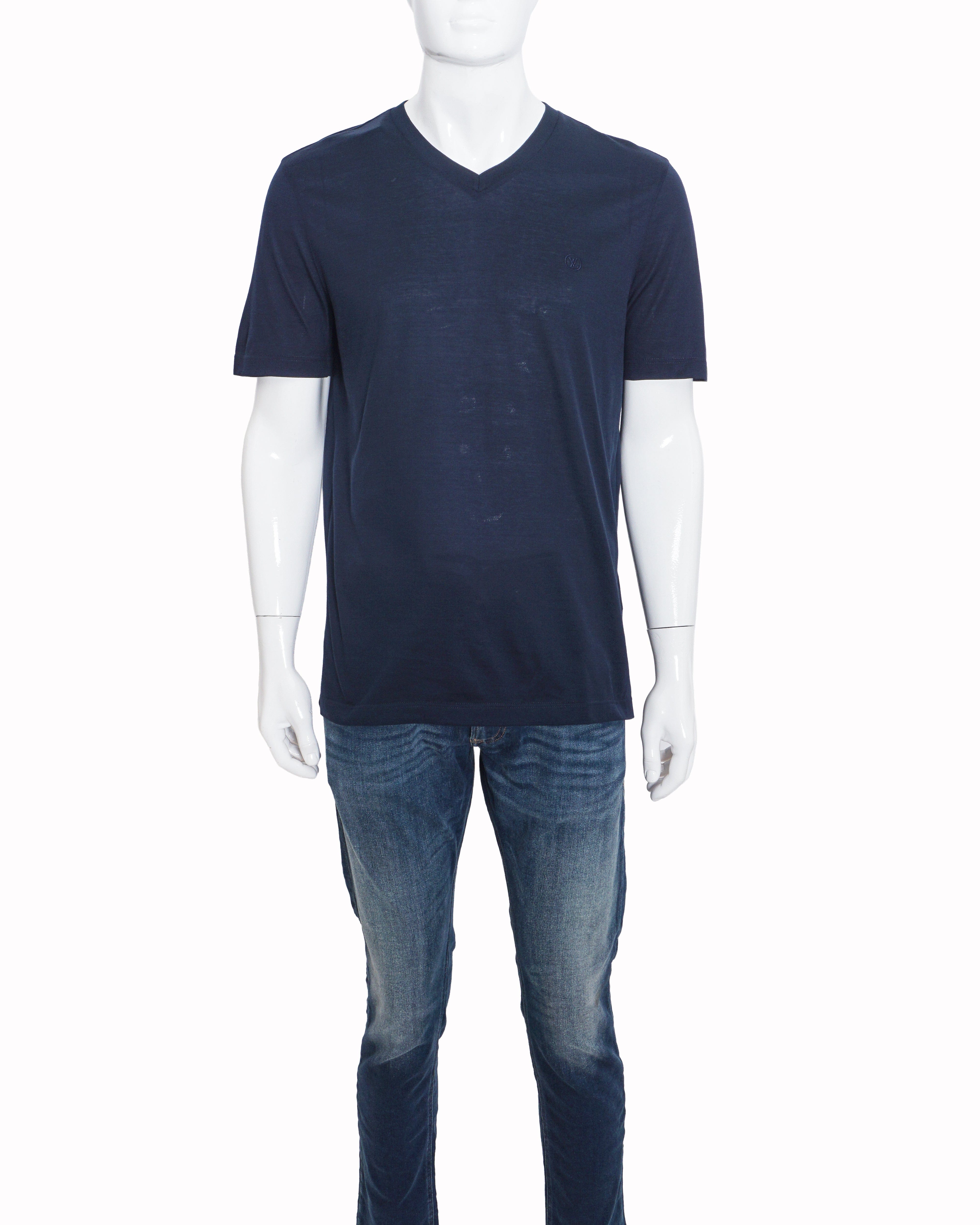 Louis Vuitton Embroidered LV Logo V - Neck Men's T - Shirt