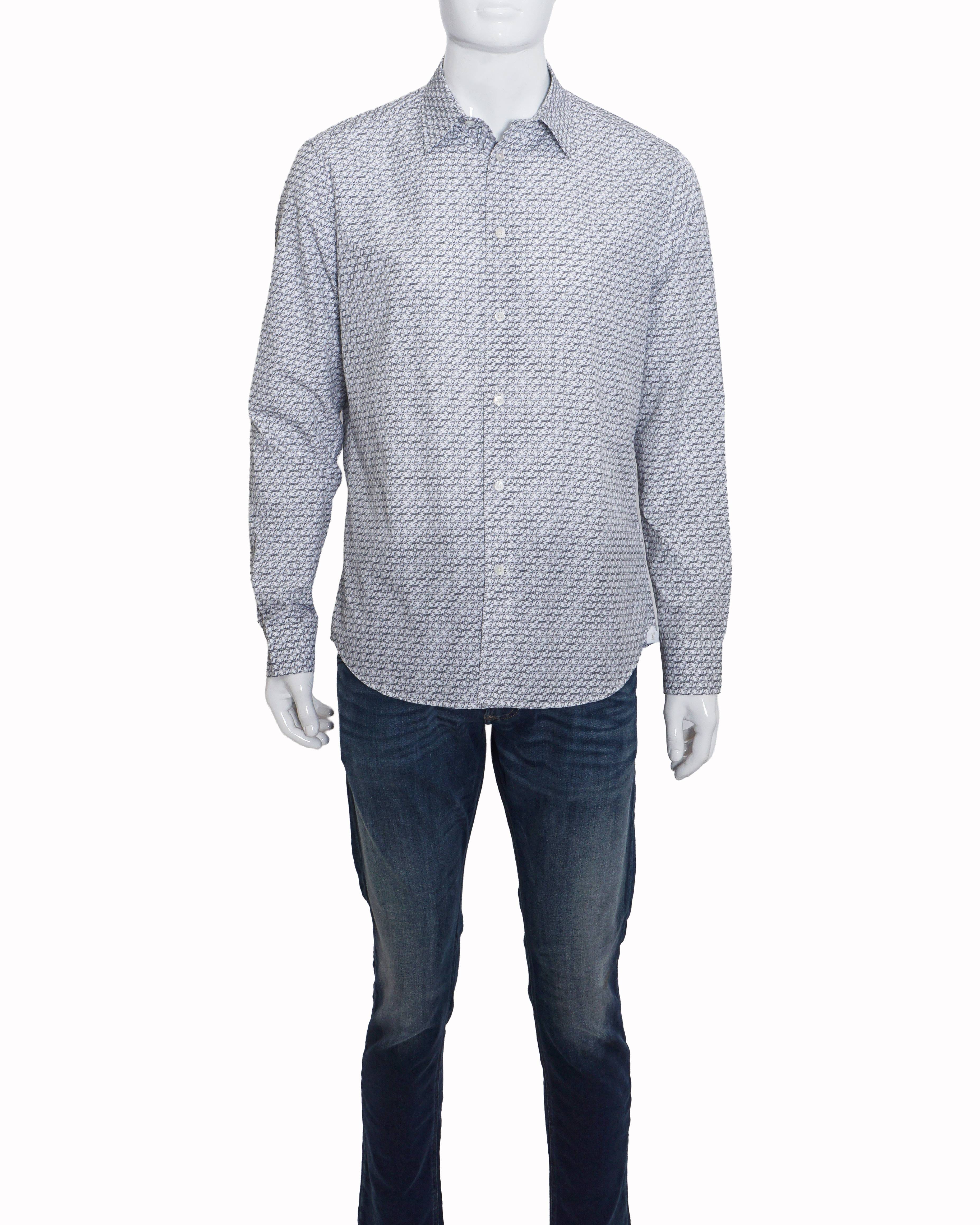 Louis Vuitton White & Black Monogram Regular Fit Shirt