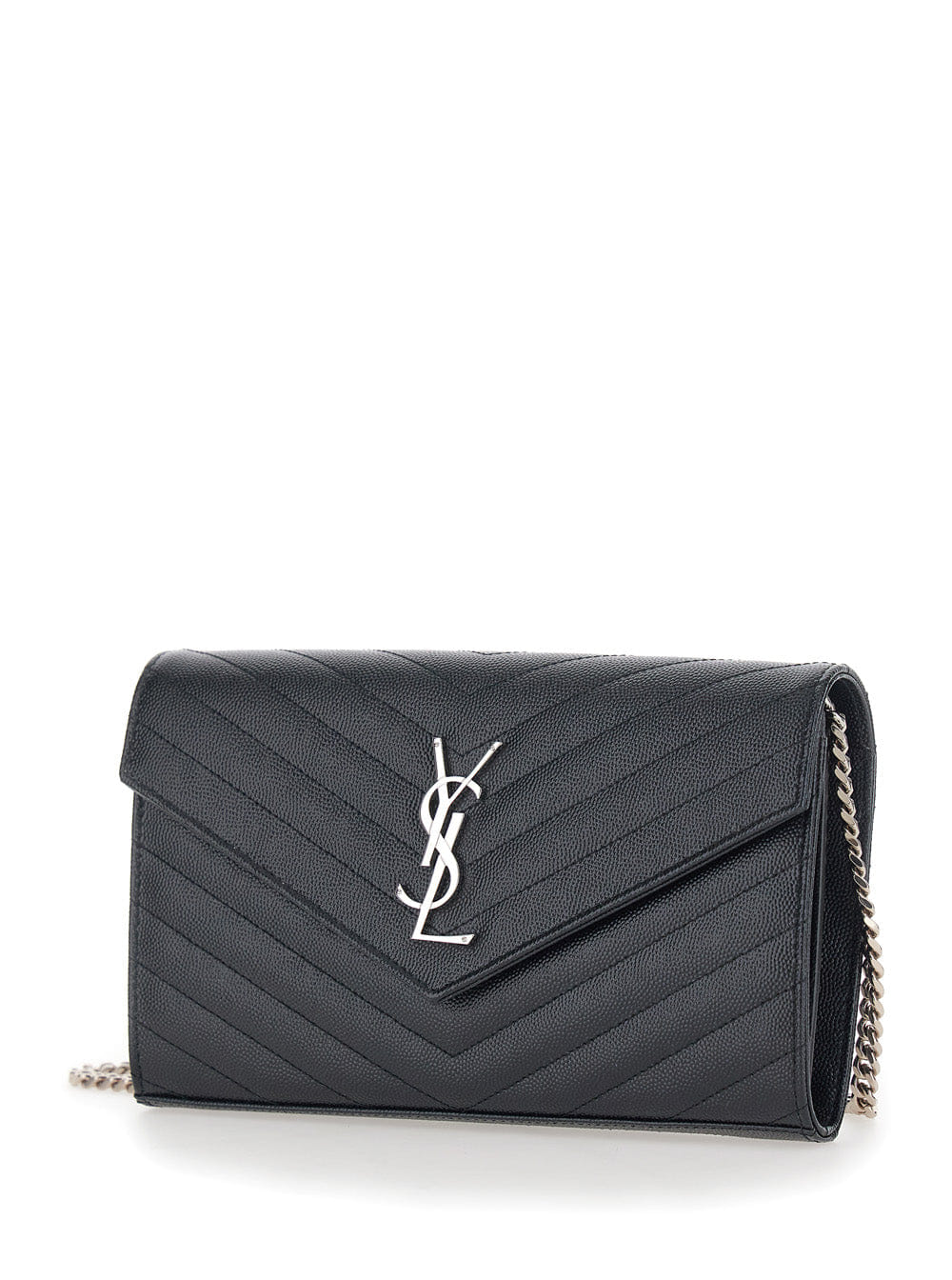 Saint Laurent Women Classic Chain Wallet Grain De Poudre Saint Laurent Matelasse