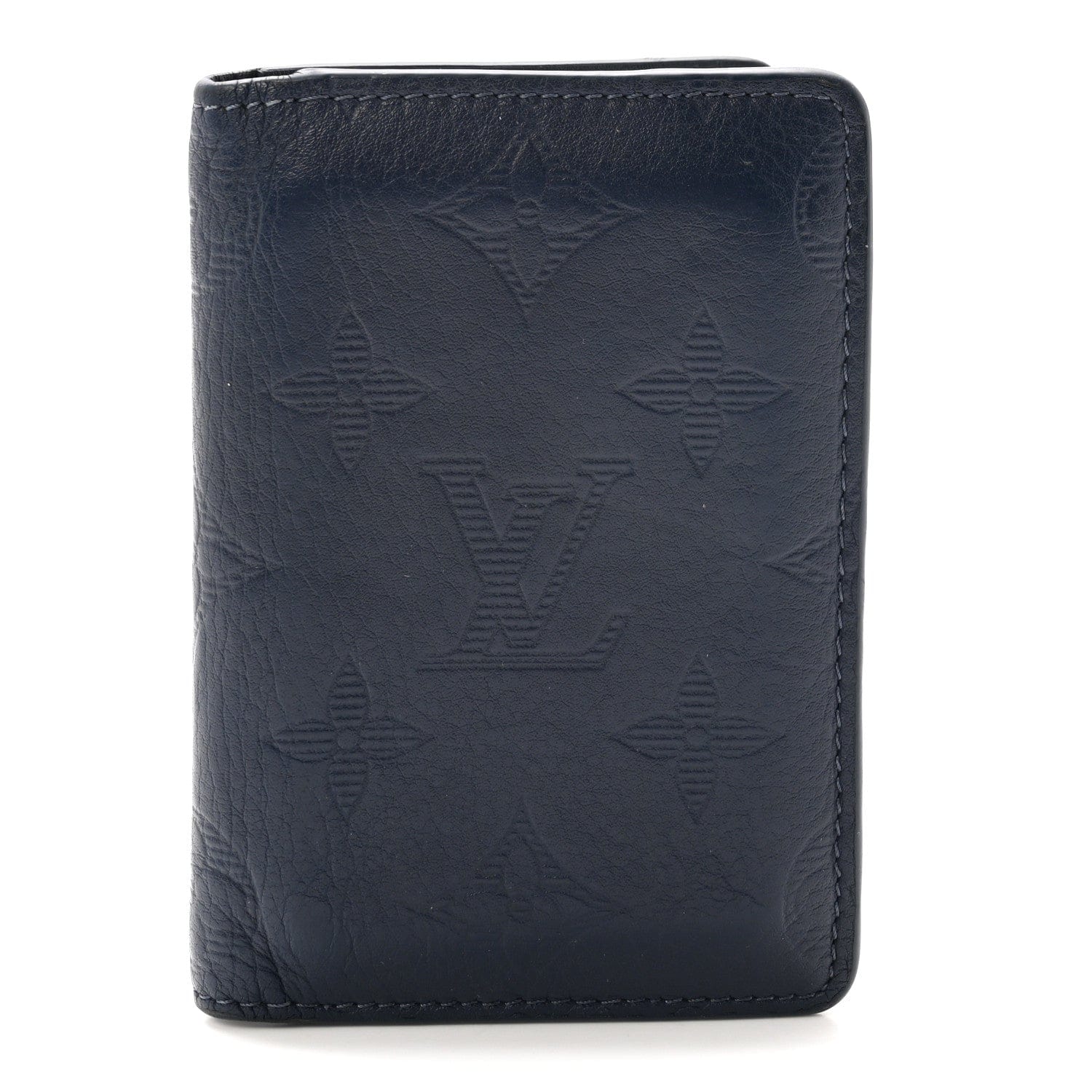 Louis Vuitton Calfskin Monogram Shadow Pocket Organizer Navy Blue