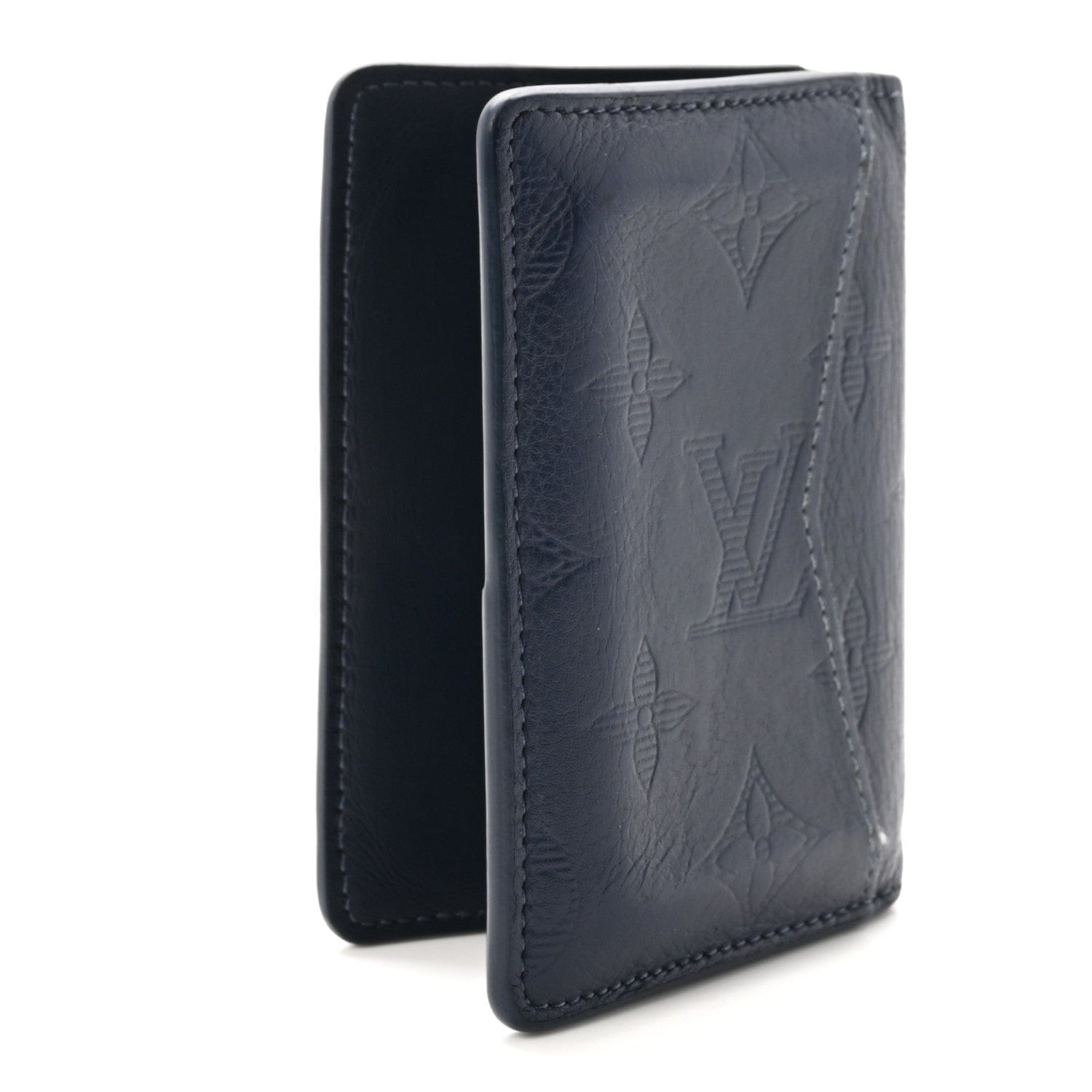 Louis Vuitton Calfskin Monogram Shadow Pocket Organizer Navy Blue