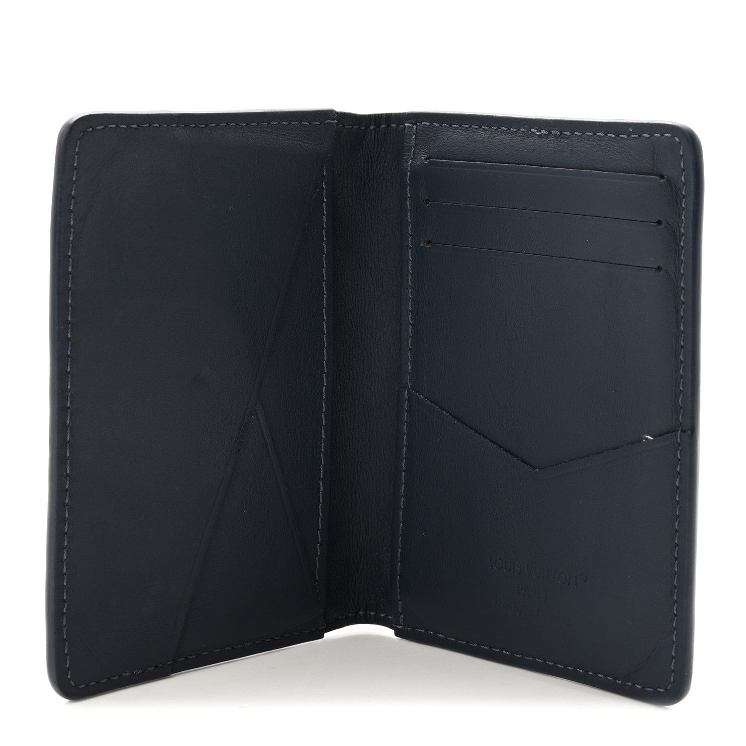 Louis Vuitton Calfskin Monogram Shadow Pocket Organizer Navy Blue