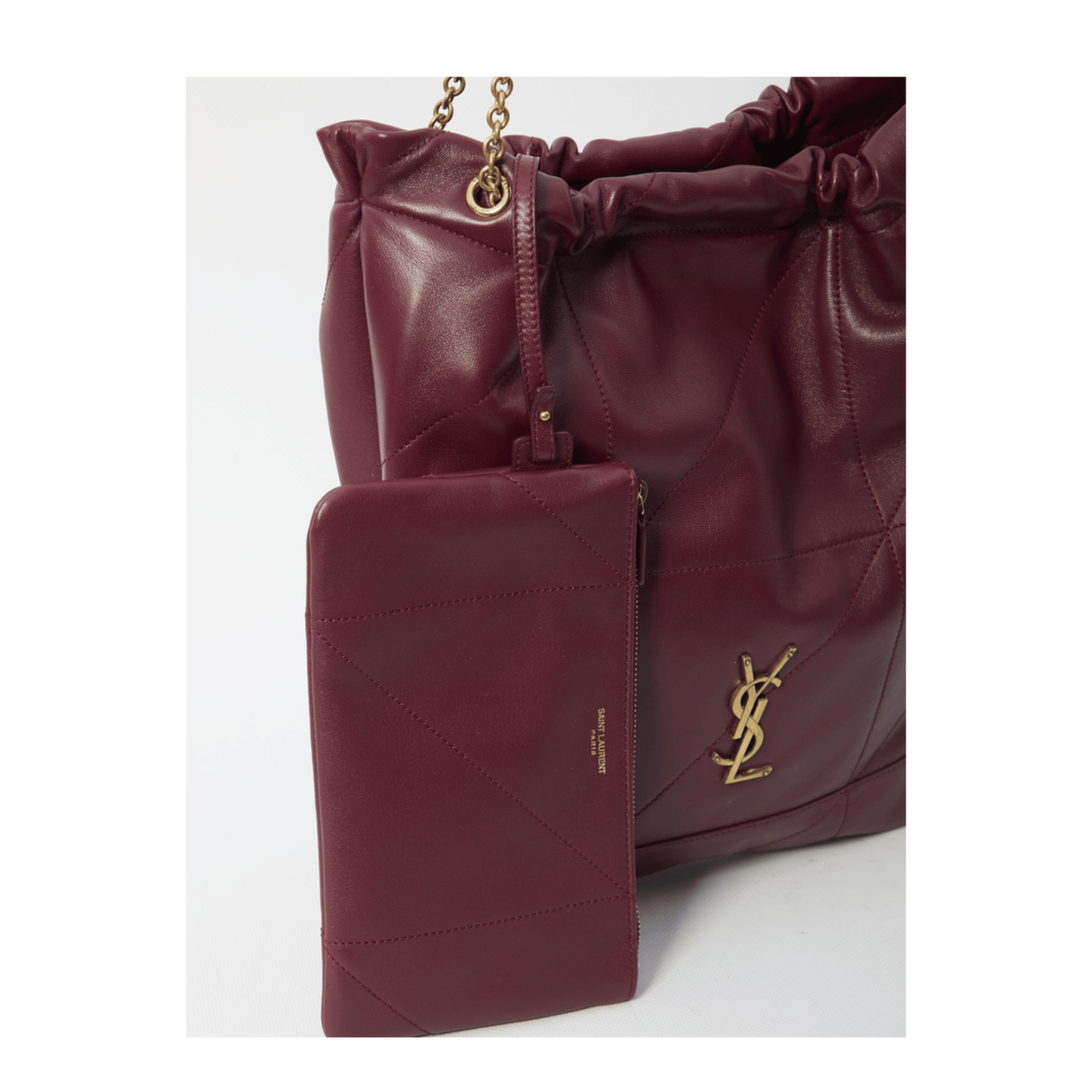 Saint Laurent Jamie Pochon Lambskin Shoulder Bag - Rouge Merlot