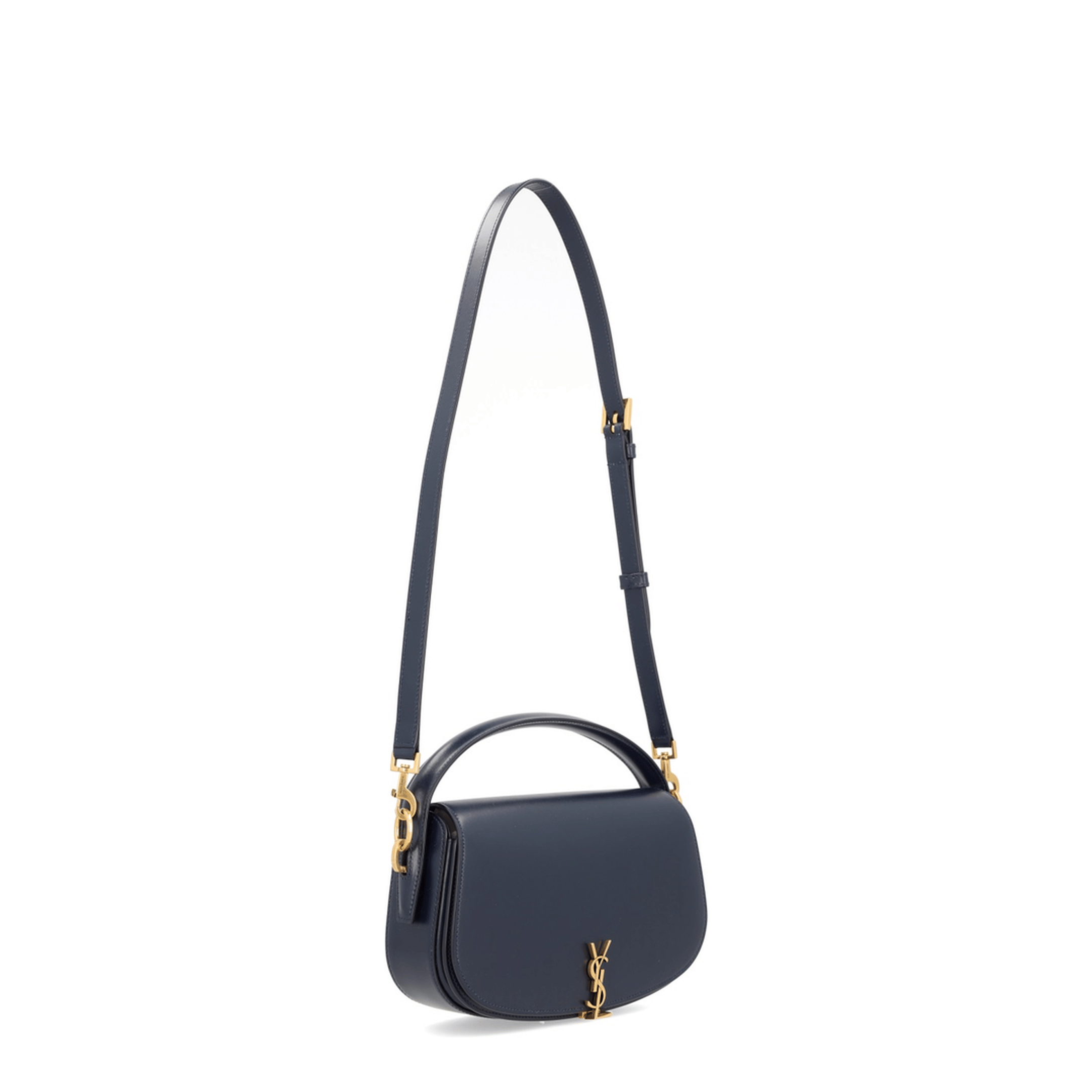 Saint Laurent Voltaire Calfskin Box Shoulder Bag - Dark Blue