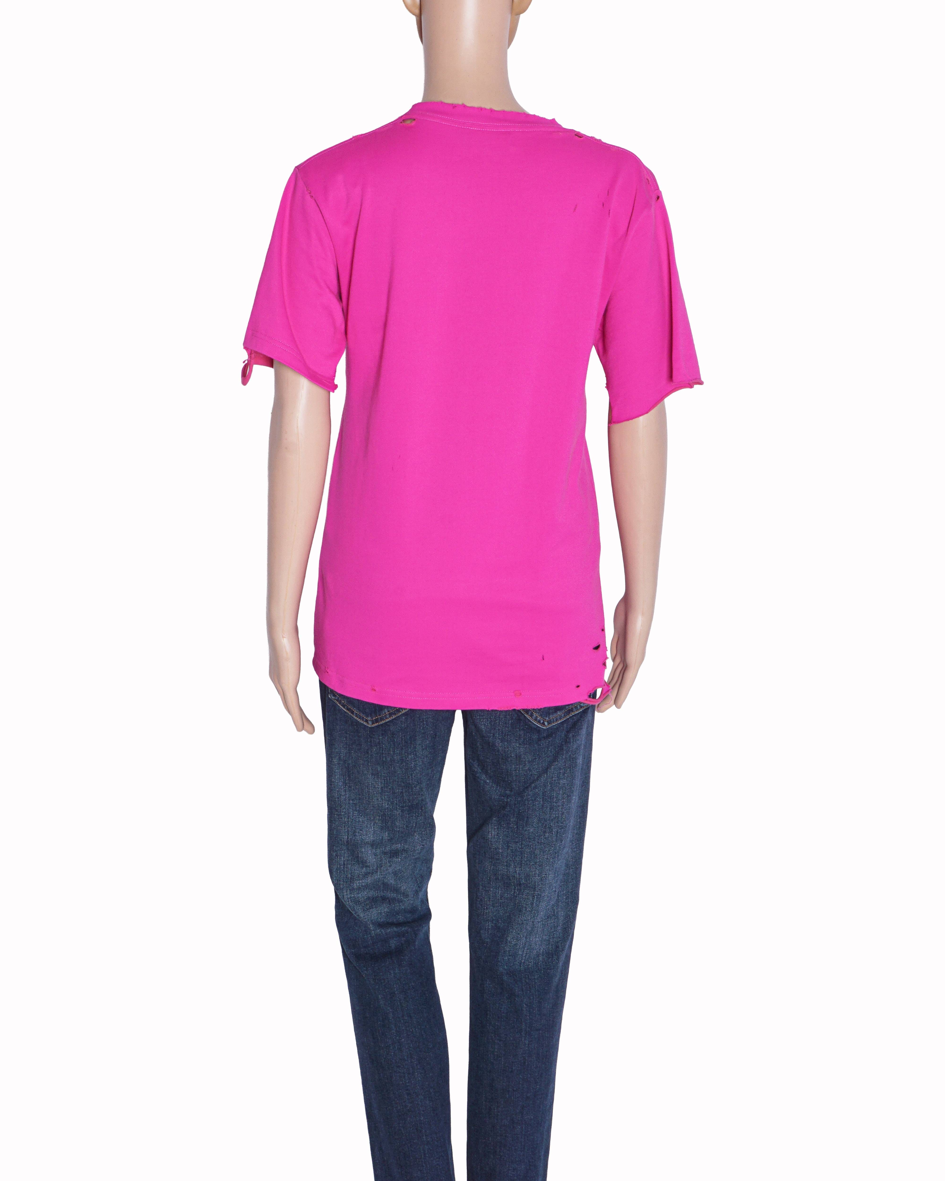 Balenciaga Pink Distressed Not The New Logo T - Shirt