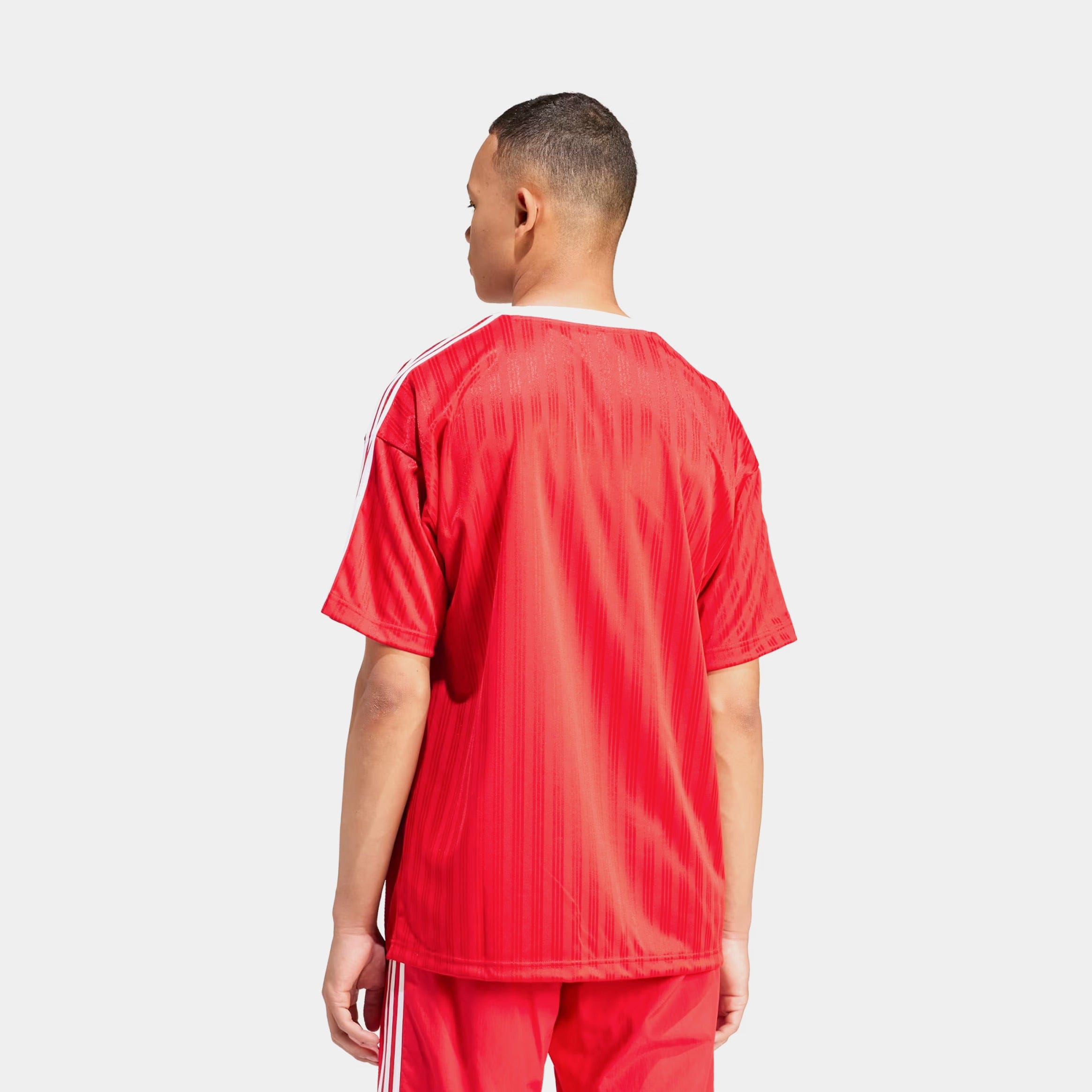 adidas Adicolor Poly Mens Short Sleeve Shirt (Better Scarlet/White)