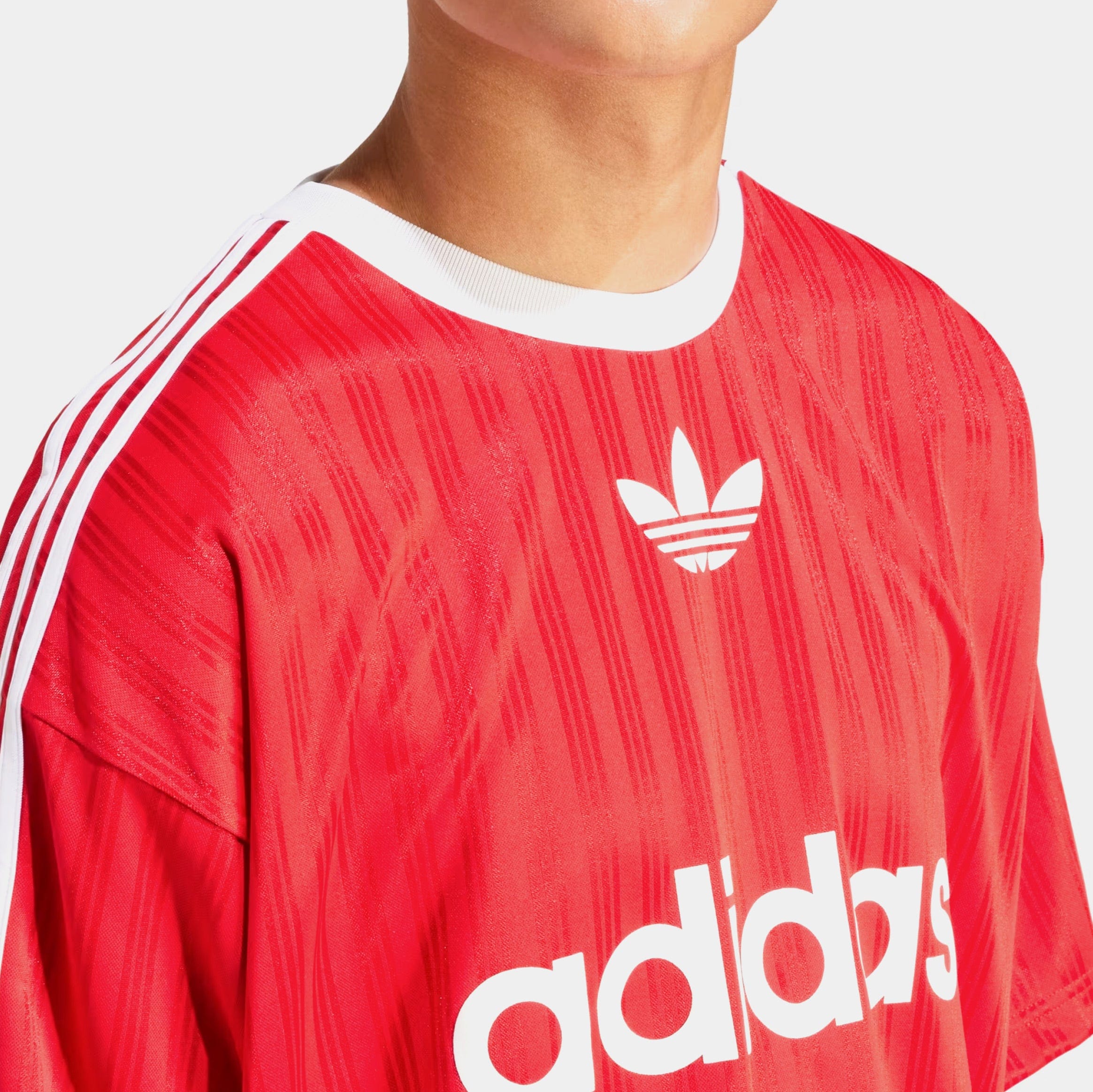 adidas Adicolor Poly Mens Short Sleeve Shirt (Better Scarlet/White)