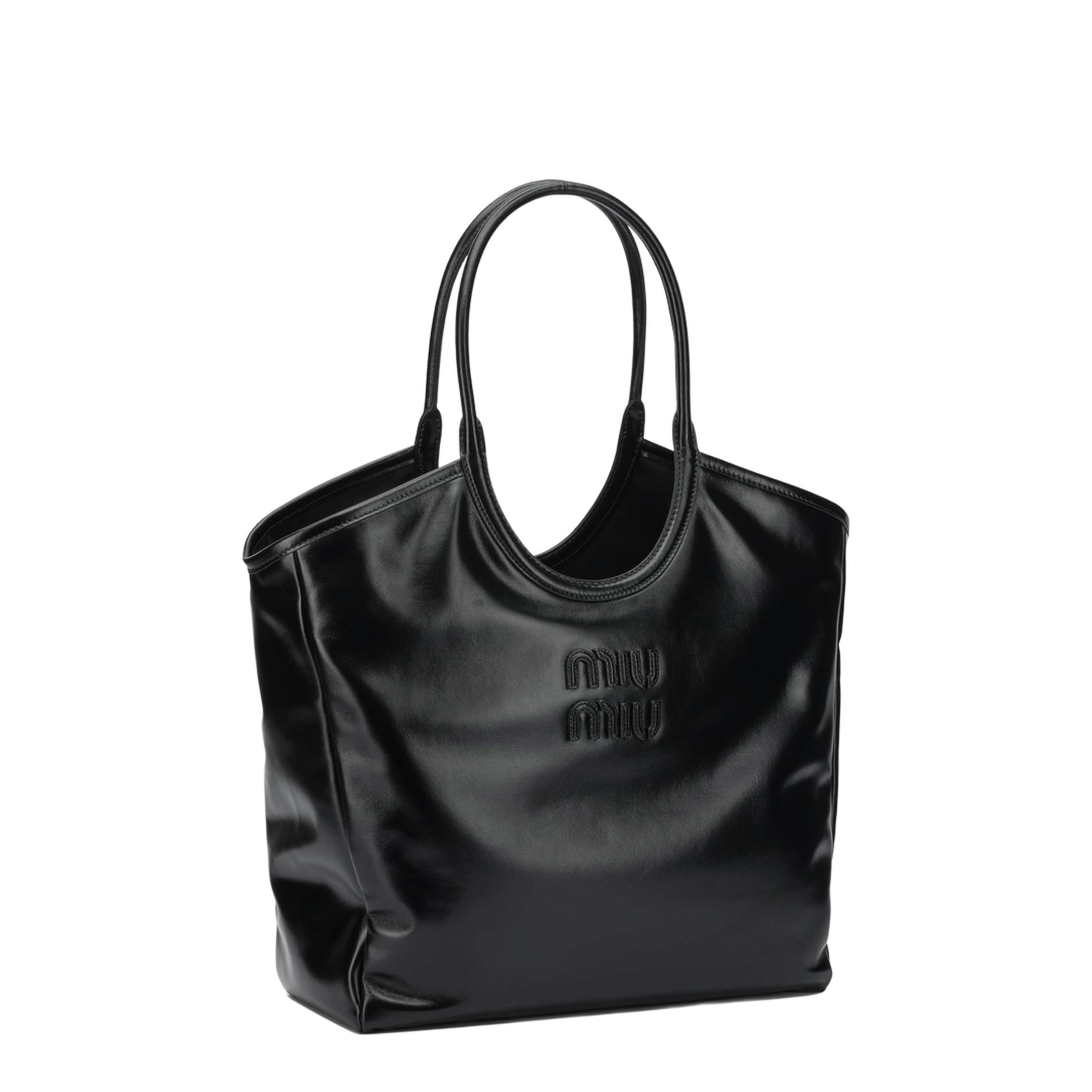 Miu Miu Ivy Large Leather Shoulder Bags - Black