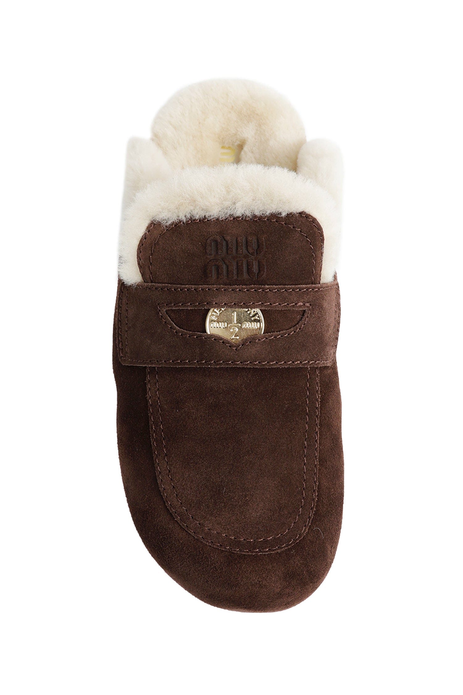 MIU MIU Shearling - lined Suede Mules