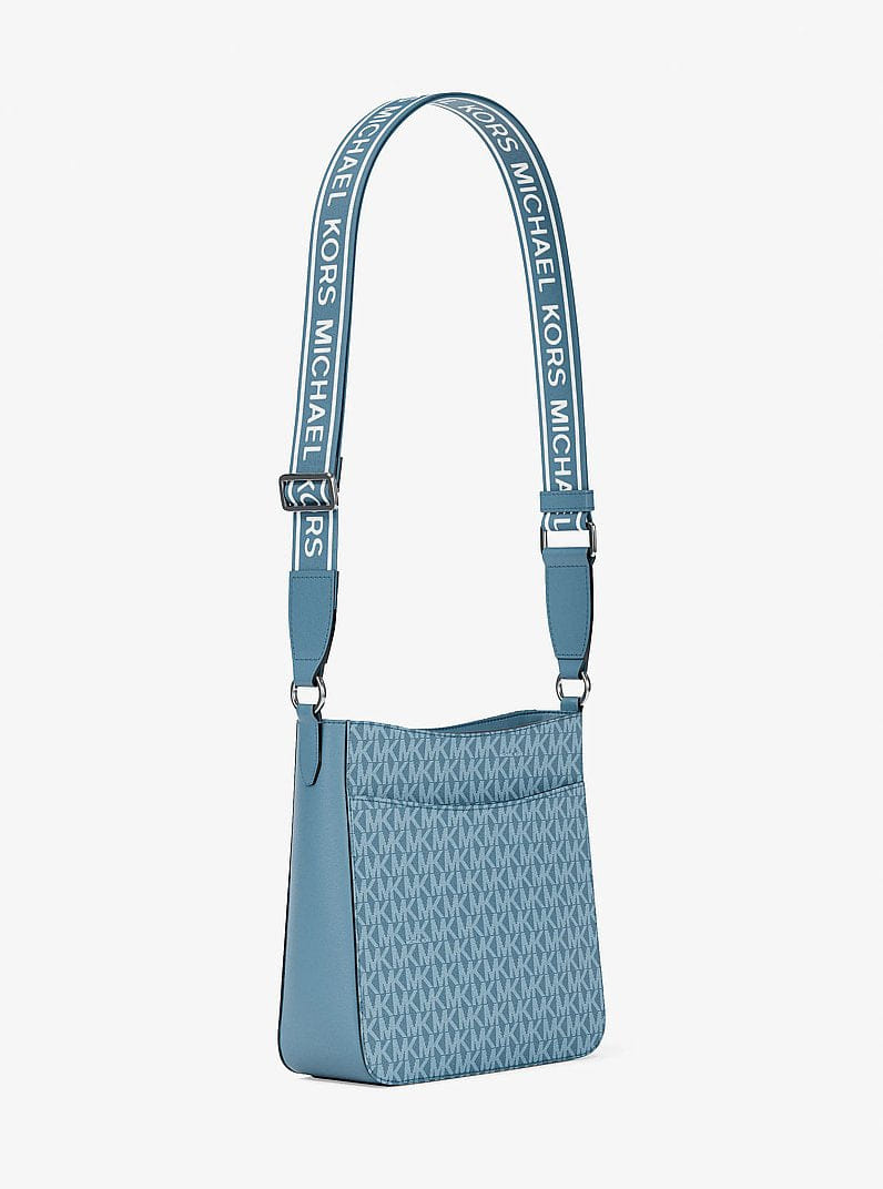 Michael Kors Jet Set Signature Logo Messenger Bag Denim