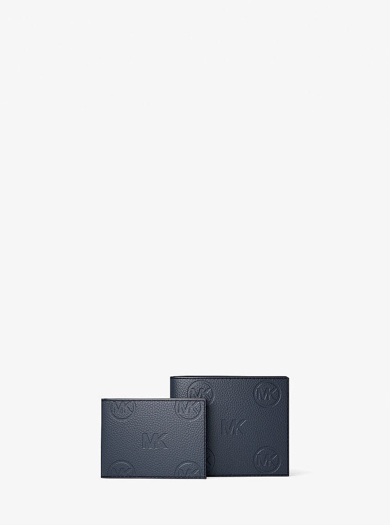 Michael Kors Cooper Logo Debossed Billfold Wallet With Passcase Navy