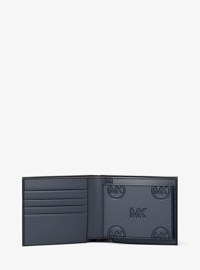 Michael Kors Cooper Logo Debossed Billfold Wallet With Passcase Navy