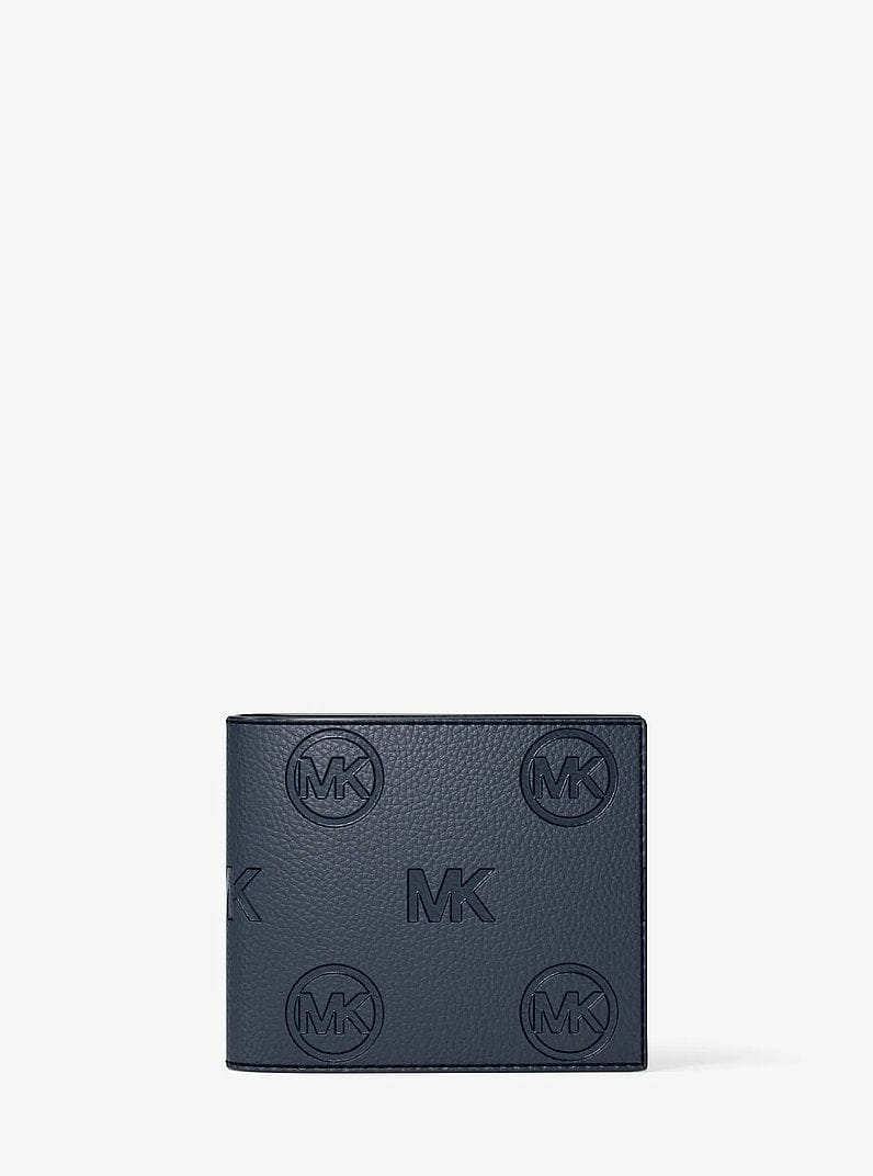 Michael Kors Cooper Logo Debossed Billfold Wallet With Passcase Navy