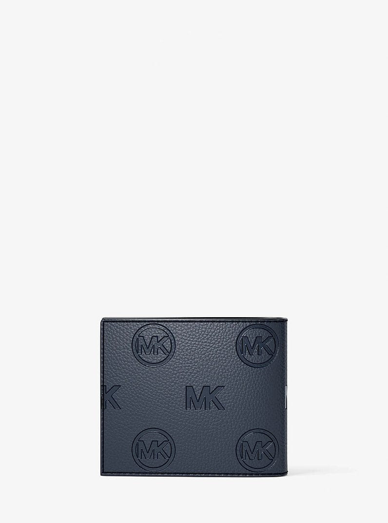 Michael Kors Cooper Logo Debossed Billfold Wallet With Passcase Navy