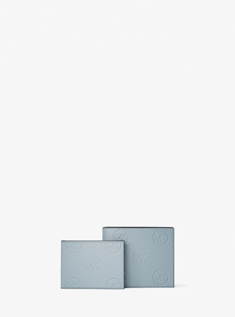Michael Kors Cooper Logo Debossed Billfold Wallet With Passcase Pale Ocean