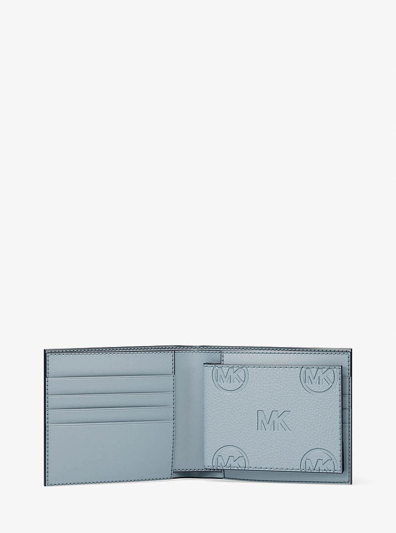 Michael Kors Cooper Logo Debossed Billfold Wallet With Passcase Pale Ocean