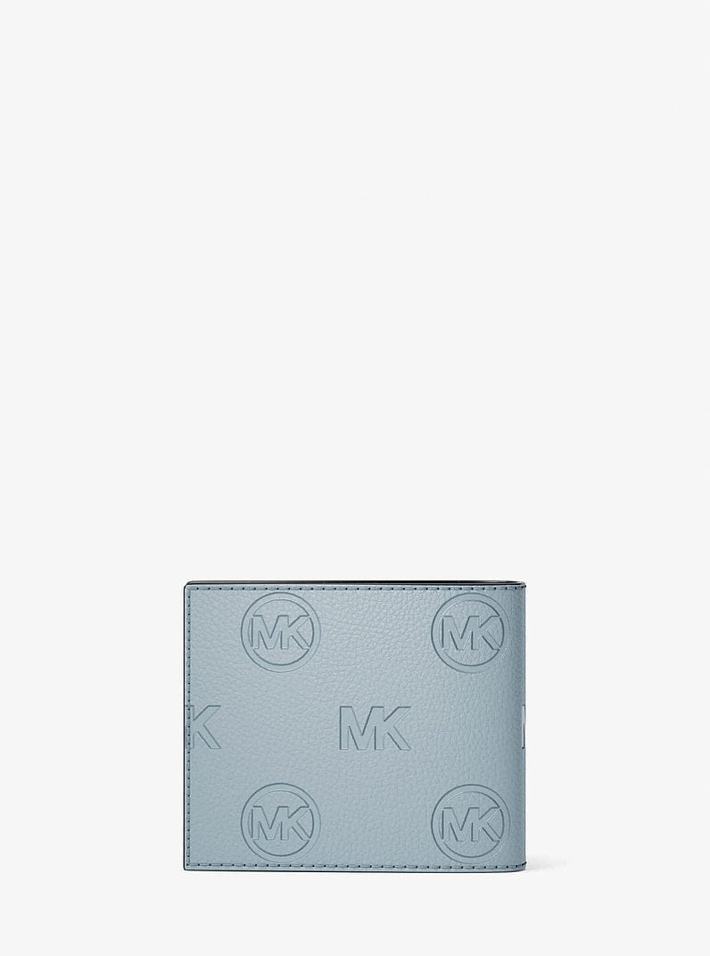 Michael Kors Cooper Logo Debossed Billfold Wallet With Passcase Pale Ocean